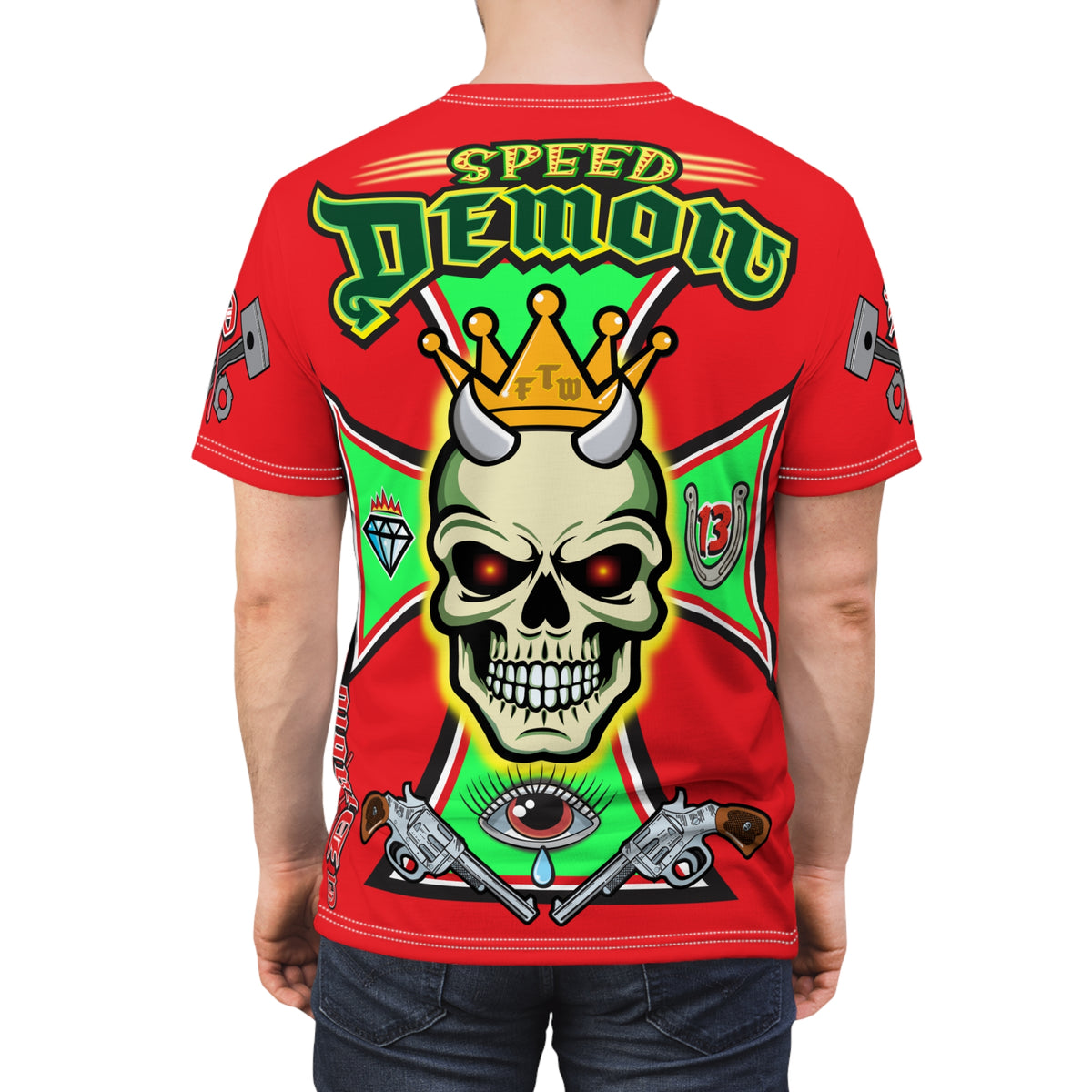 Speed Demon Customs HiViz High Performance Motorcycle Riding Super Tee, Unique High Visibility XL Graphics