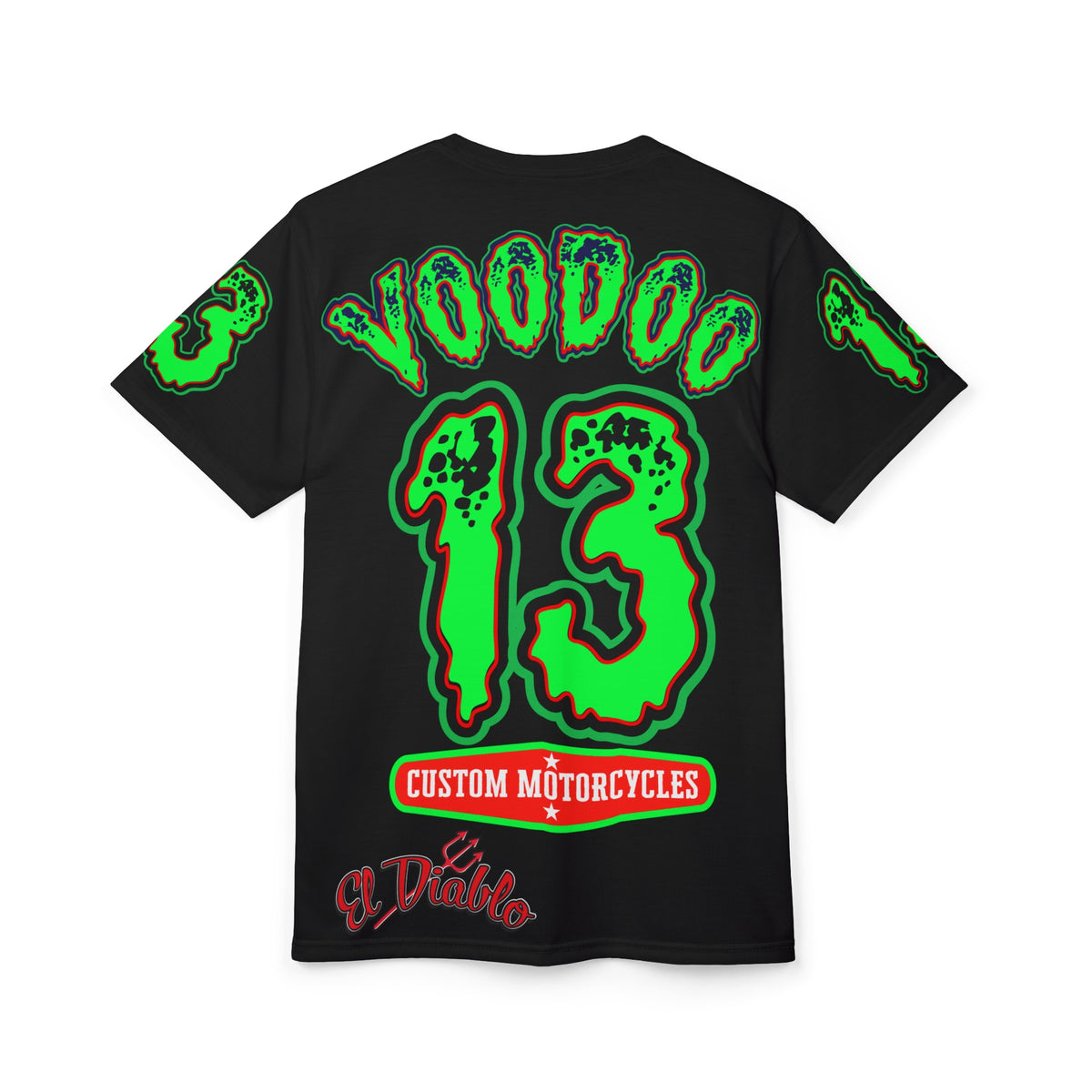 Voodoo Lucky 13 Motorcycle HiViz Super Tee, Unique Graphic Tee, Custom Riding Apparel