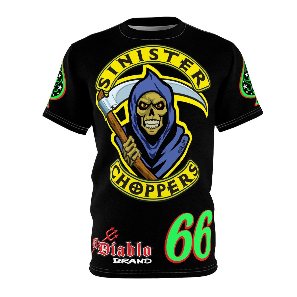 SRT Sinister Choppers Reaper Super Tee - Gothic Graphic T-Shirt for Motorcycle Riders