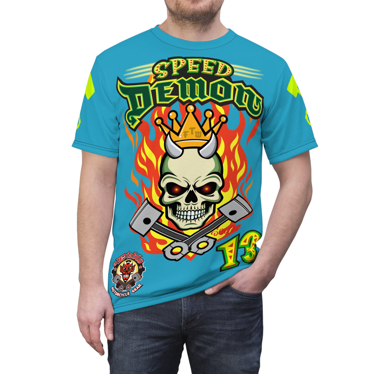 Speed Demon Hellfire HiViz Super Tee - THE Perfect Motorcycle Riding Tee - High Comfort & Perfect Fit Super Tee