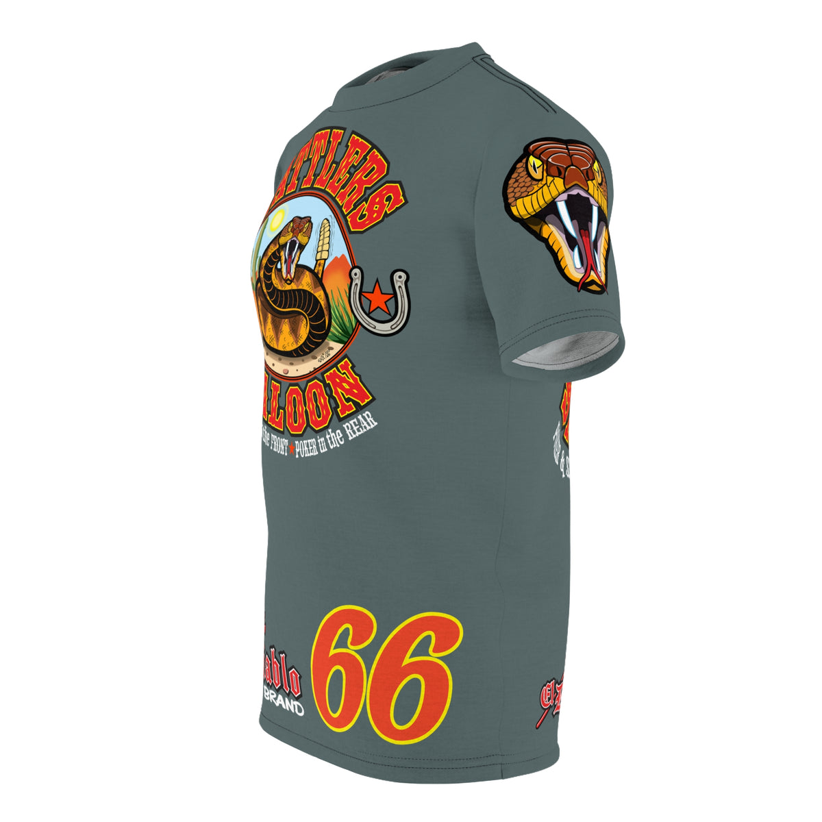 Rattlers Saloon  GREASY GREY SUPER TEE — Vintage Biker 66 Graphic Shirt
