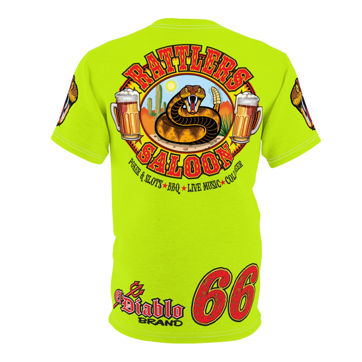 VERY Special Rattlers Saloon  BADAZZ HIVIZ SUPER RIDING TEE — Vintage Biker 66 Graphic Shirt