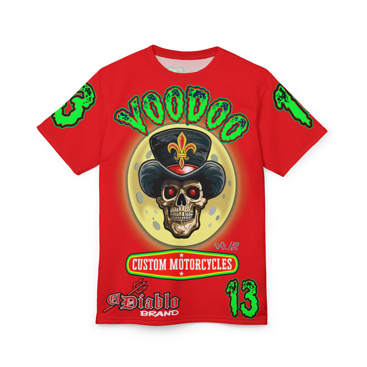 Voodoo Custom Motorcycles HiViz Super Tee, Unique XL Graphics, Custom HiViz Apparel