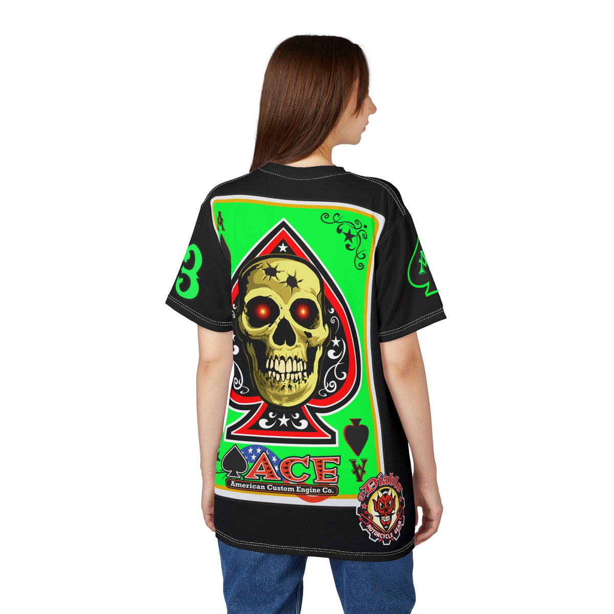 American Custom Engines ACE - Super HiViz Ace of Spades Lumina Green Back Graphics