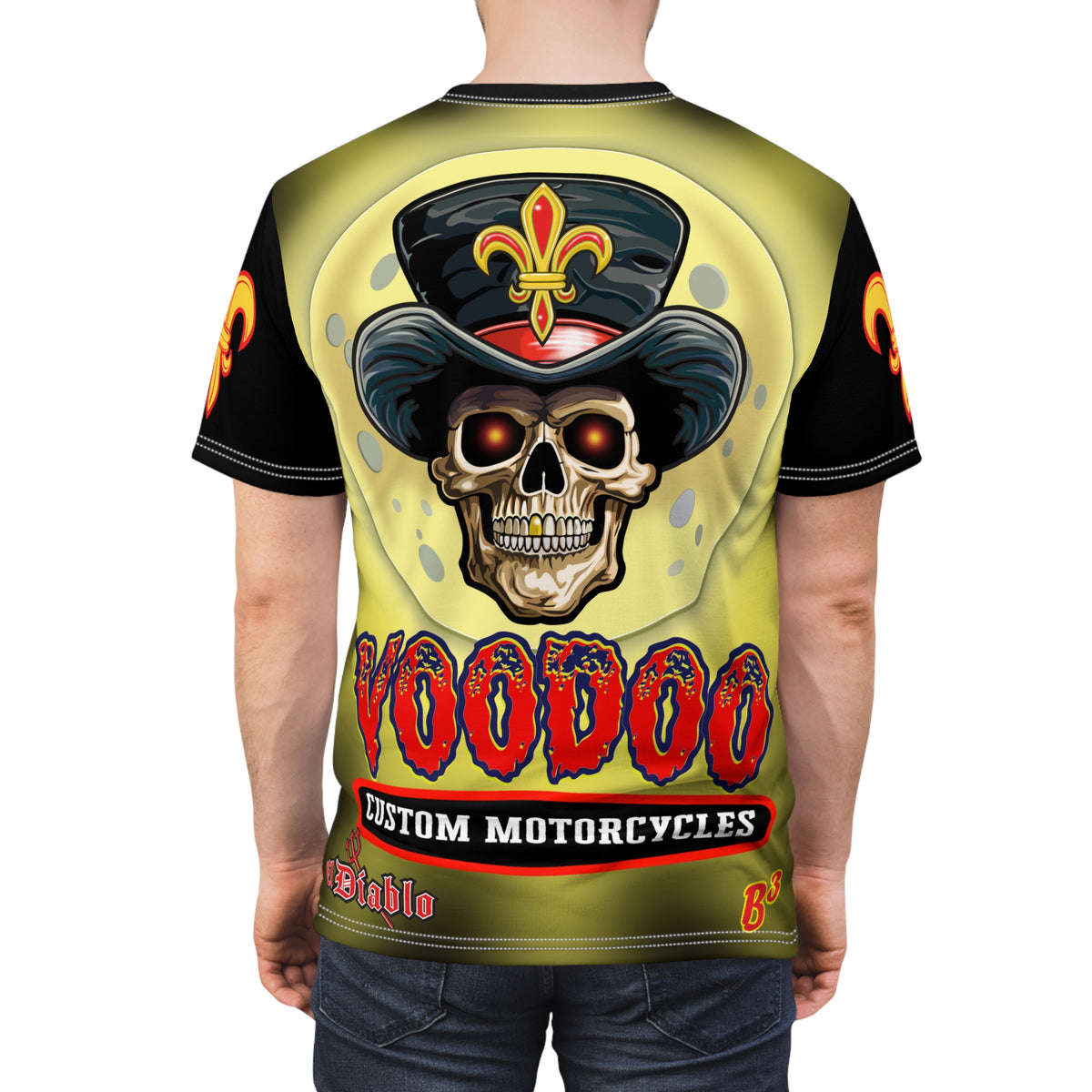 VooDoo Customs Tie Dye Black & Yelo Blast HiViz Super Tee for Harley Riders