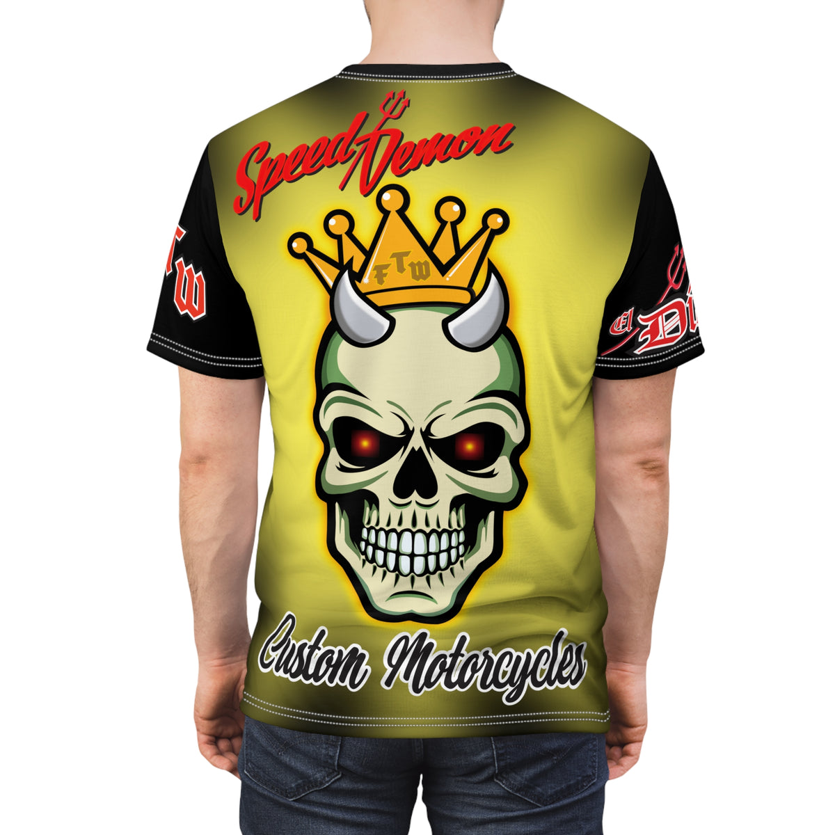 Speed Demon King -  Blaze inferno Front & Starburst Electric yellow Super Nova Back...HiViz Riding Tee