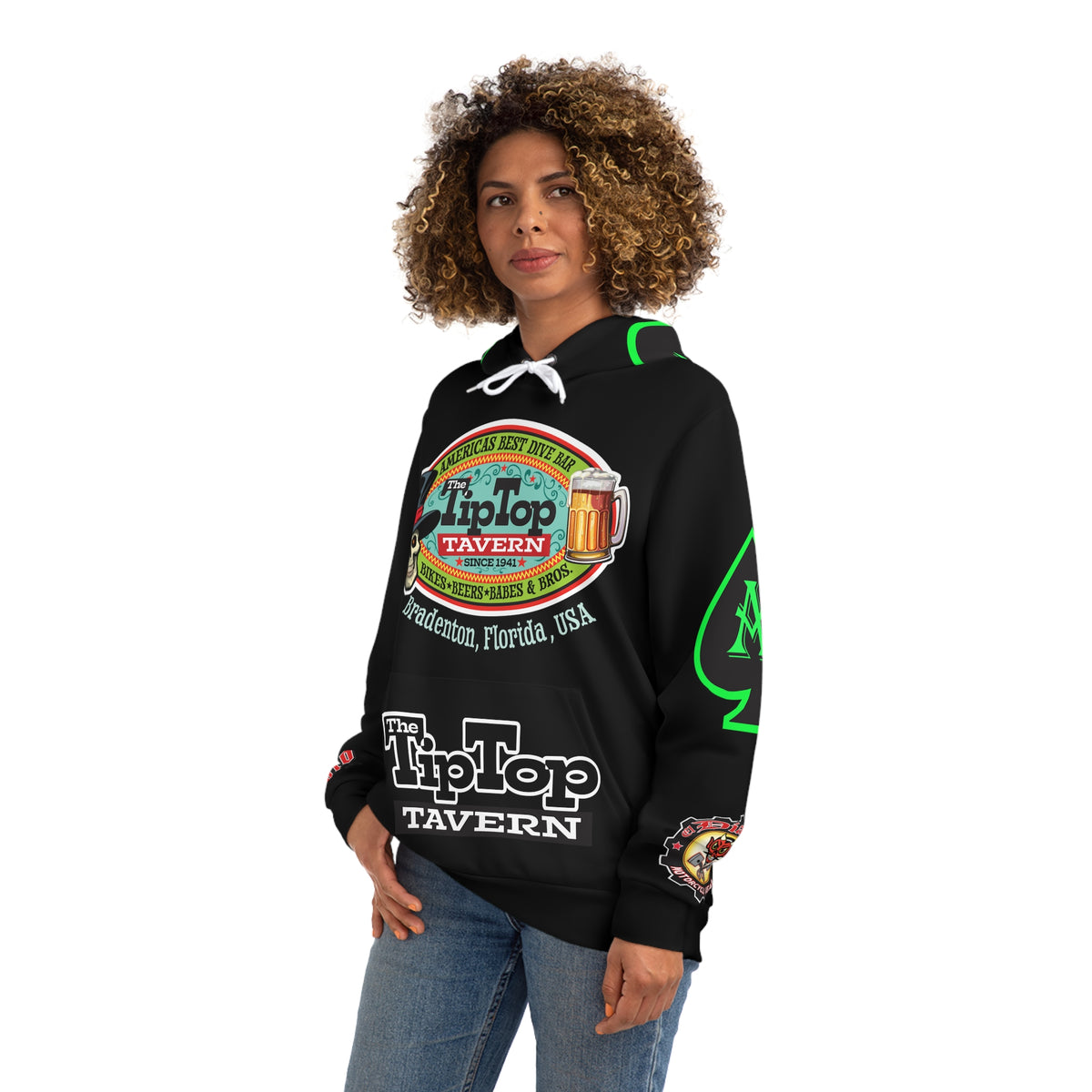 HoodZ Tip Top Tavern America's Best Dive Bar Super Hoodie - Ace of Spades Special Edition - High Visibility Lumina Green Accents