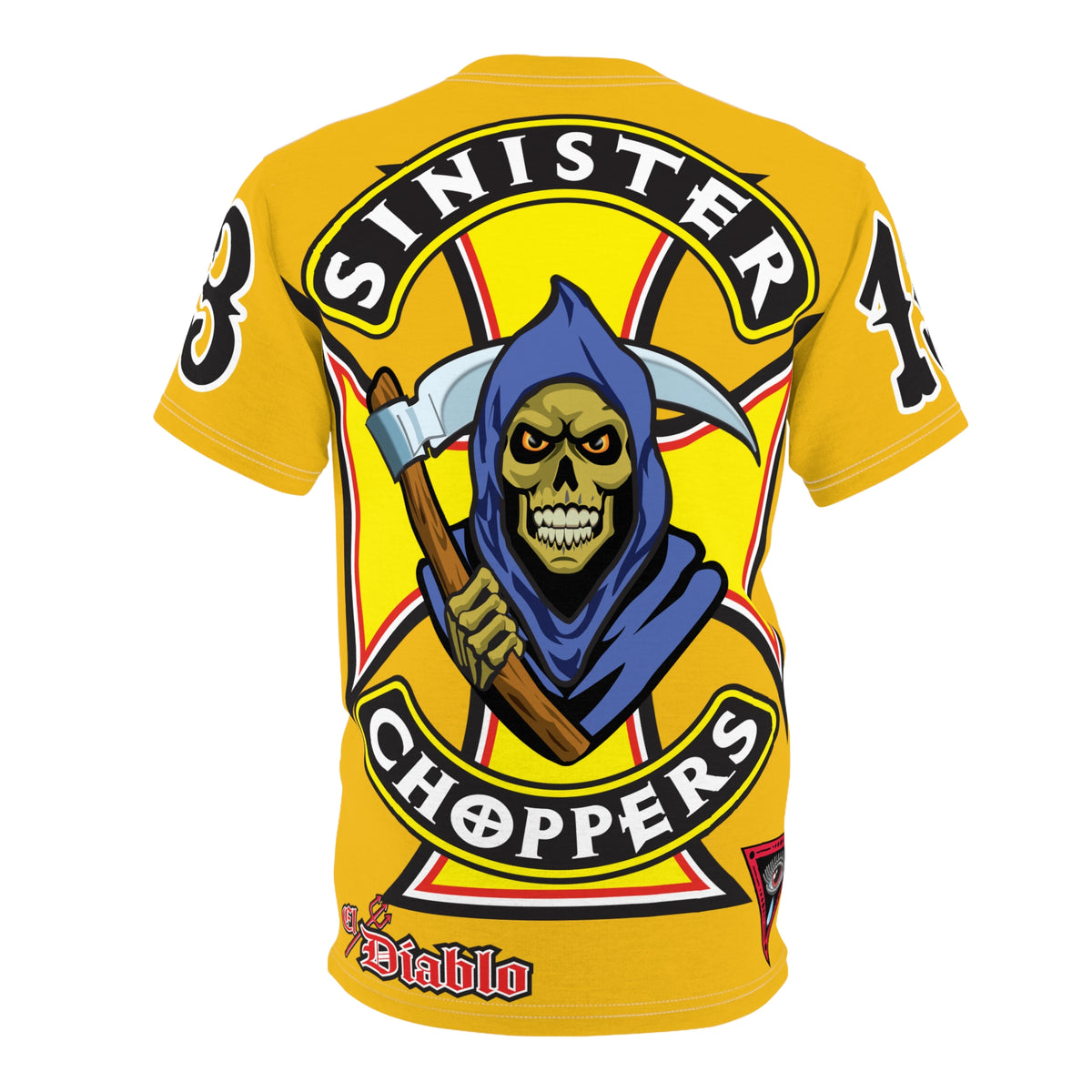 Sinister Choppers Reaper HiViz Super Tee - Unisex Skull Design for Bikers