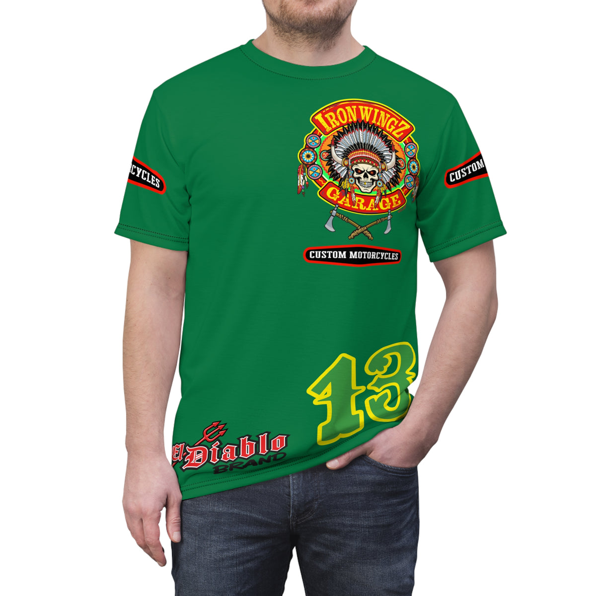 SRT Iron WingZ Garage Custom Biker Riding Super Tee - Retro Vintage Graphic Style