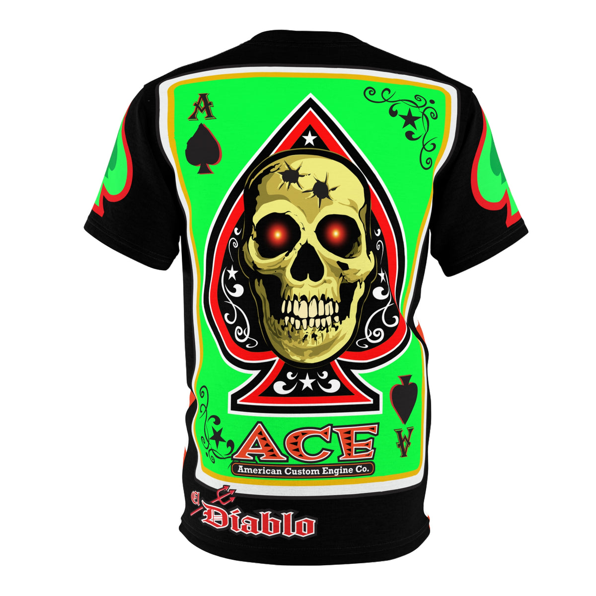 American Custom Engines ACE Americana Cut - Special Lumina Green  Ace of Spades Death Card High visibility Graphics