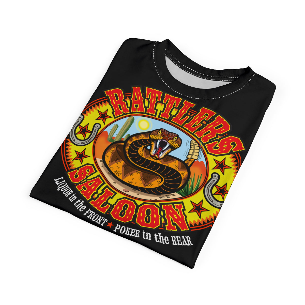 Rattlers Saloon  BADAZZ BLACK SUPER TEE — Vintage Biker 66 Graphic Shirt