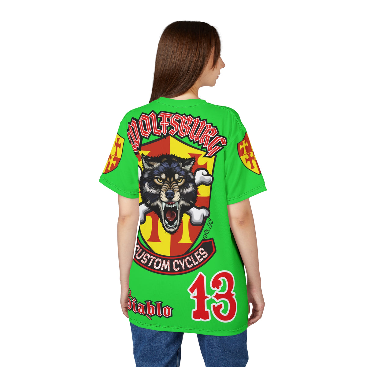 Very Special Wolfsburg Custom Cycles HiViz Graphic Super Tee for Bikers