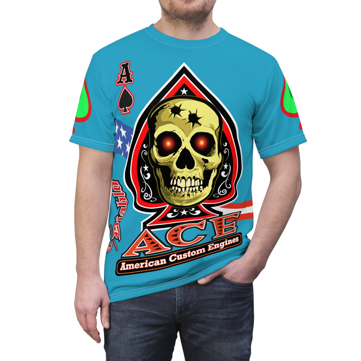 American Custom Engines ACE - Special Lumina Green  Ace of Spades Death Card High visibility Graphics