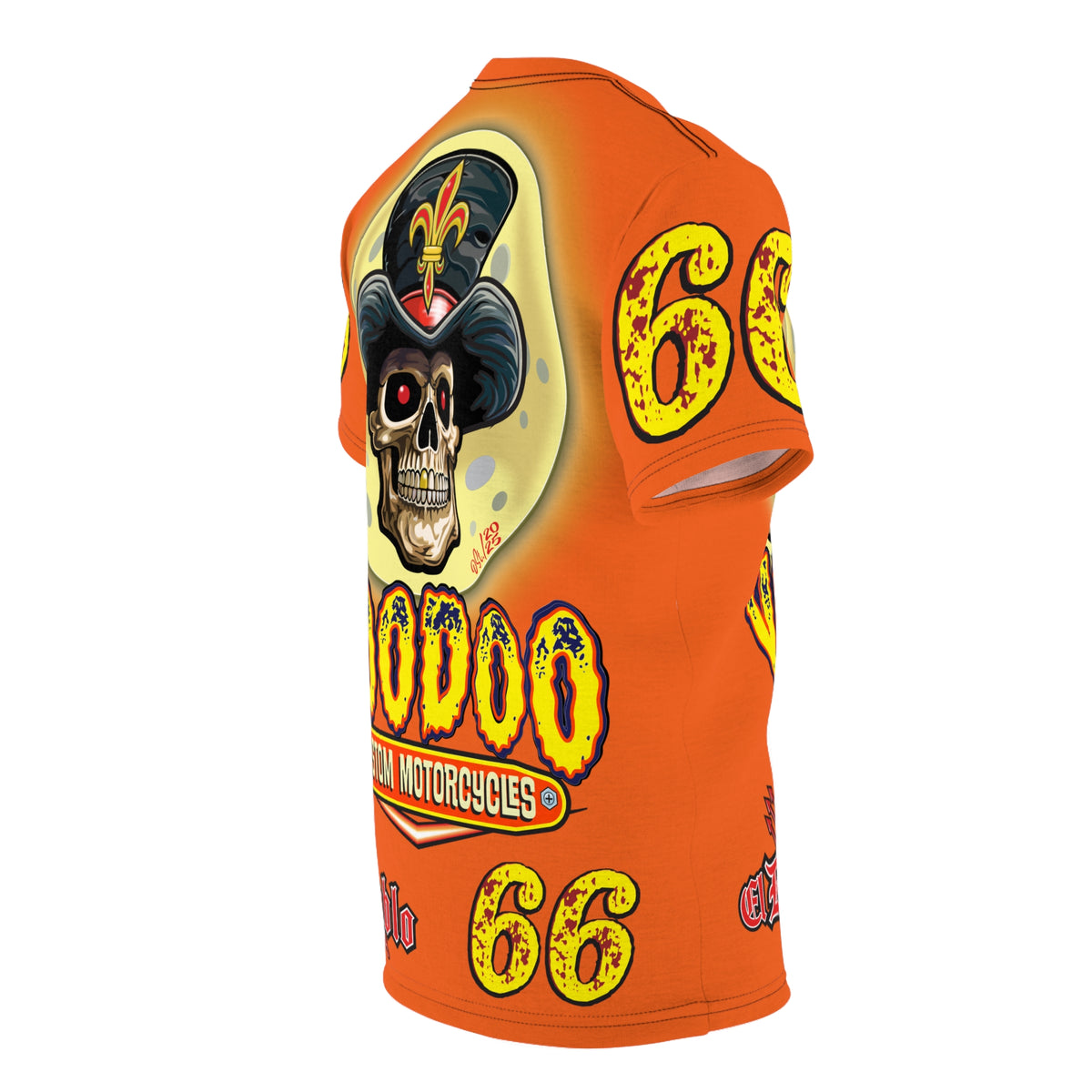Voodoo Custom Motorcycles Unisex HiViz Tee, Edgy Graphic Shirt, Motorcycle Apparel, Skull T-Shirt, Perfect for Bikers