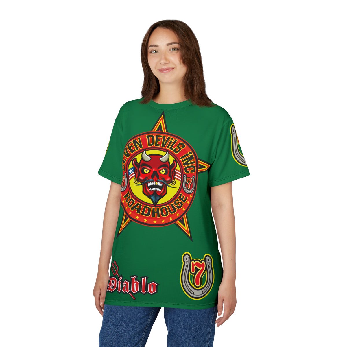 Seven Devils Inc. Roadhouse  Graphic Tee - Custom Motorcycle Riding Super Tee, Edgy Streetwear Perfect Fit & Comfort Biker Wear