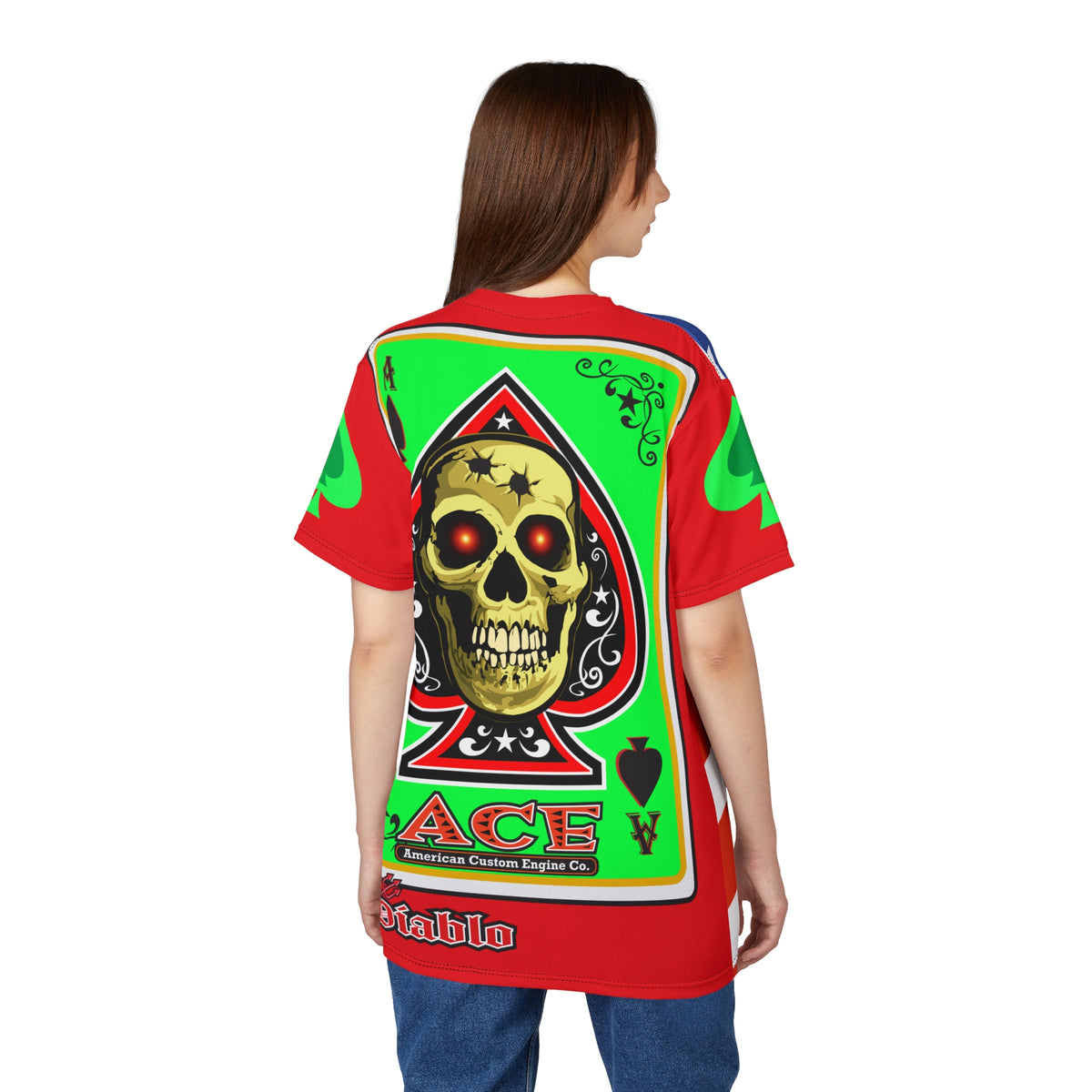 American Custom Engines ACE Americana Cut - Special Lumina Green  Ace of Spades Death Card High visibility Graphics