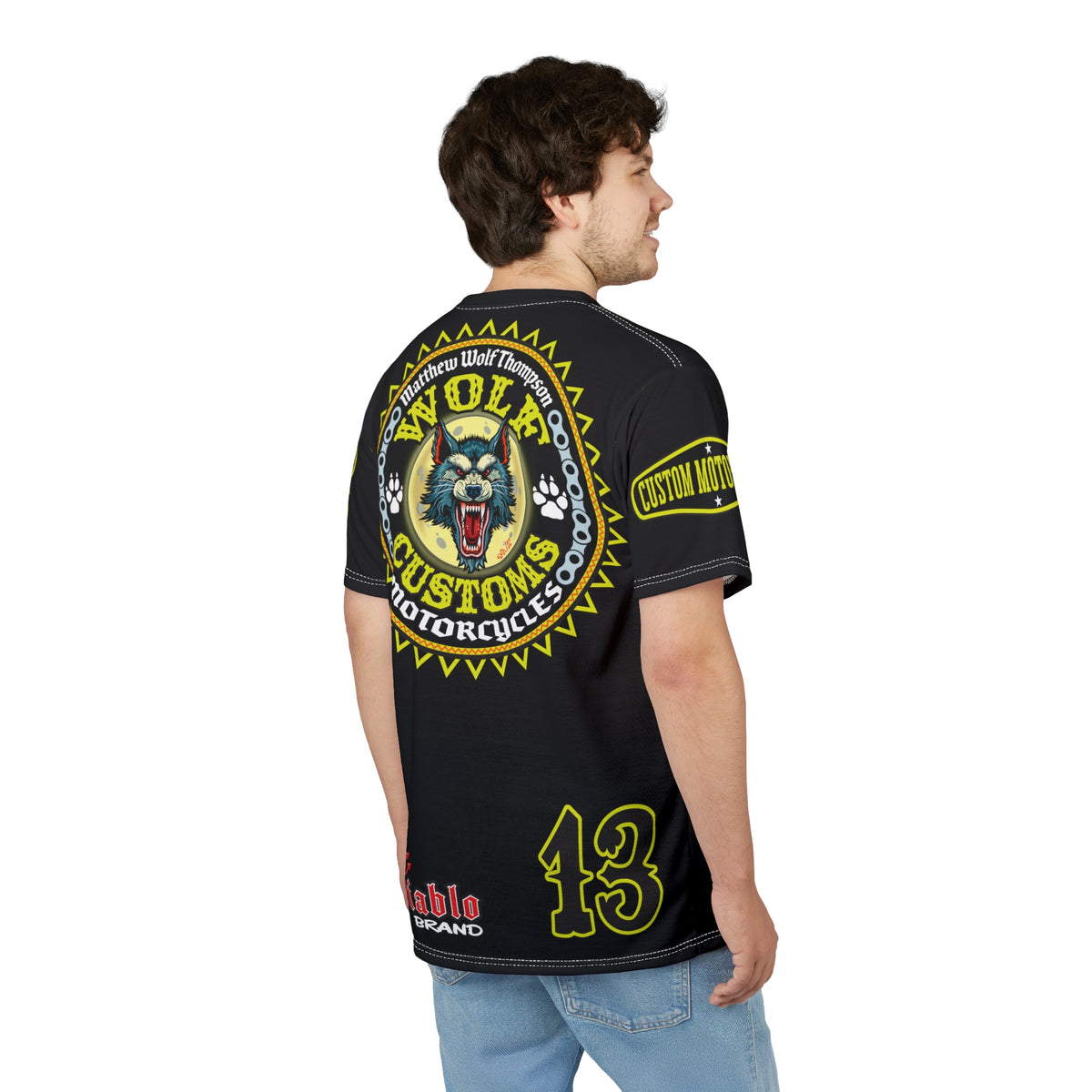 SRT MWT Wolf Customs 13 Black Graphic Super Riding Tee — Retro Motorcycle Club Shirt, The Best Biker Riding Tee EVER !!!