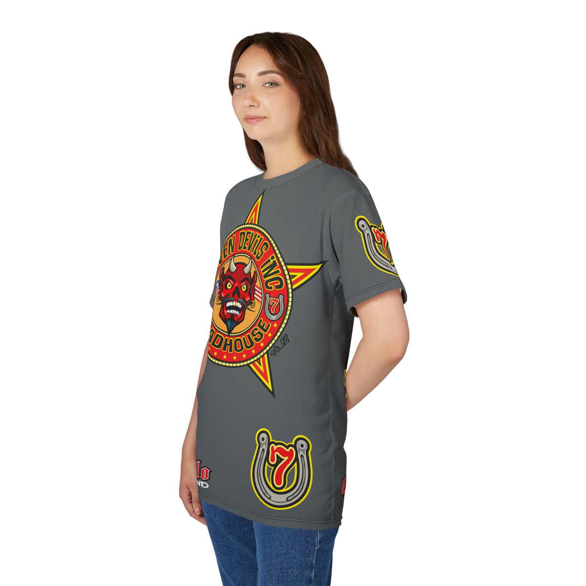 Seven Devils Inc. Roadhouse Deluxe HiViz Graphic Tee - Motorcycle Custom Riding Super Tee
