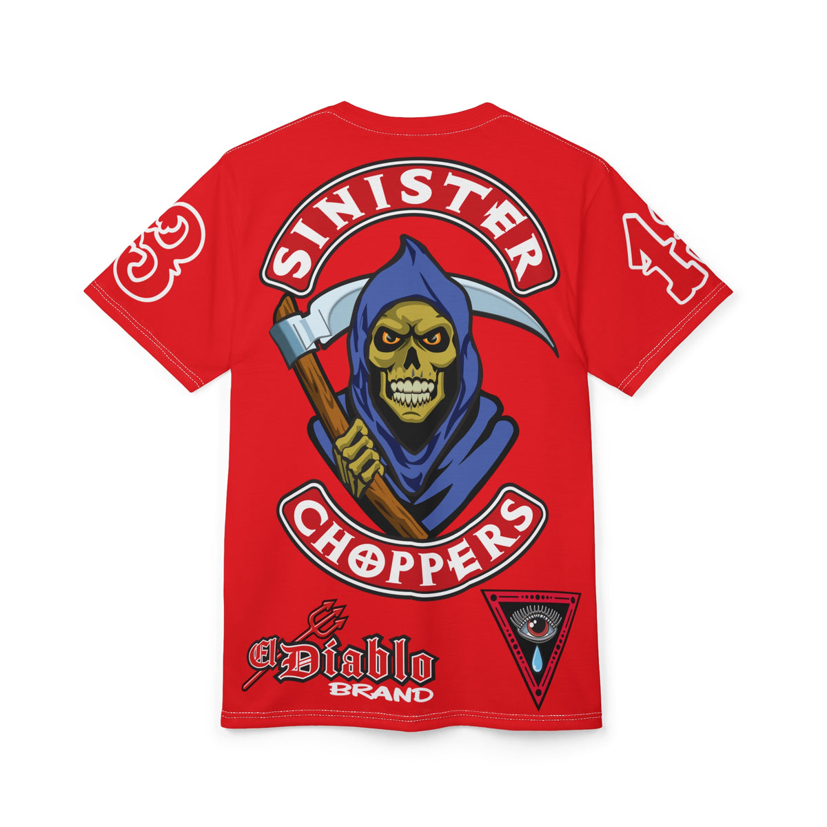 SRT Sinister Choppers Reaper HiViz Super Tee - Bad Attitude Skull Design for Bikers