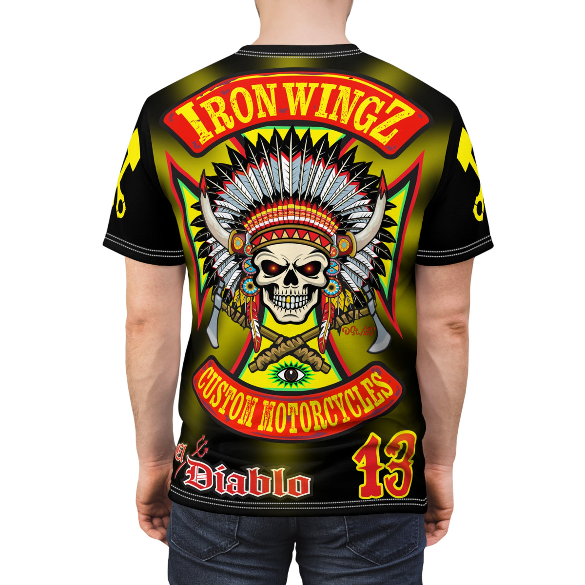 Iron WingZ Customs HIviz Graphic Super Tee, Edgy Streetwear, Customized Apparel, Gift for Bikers