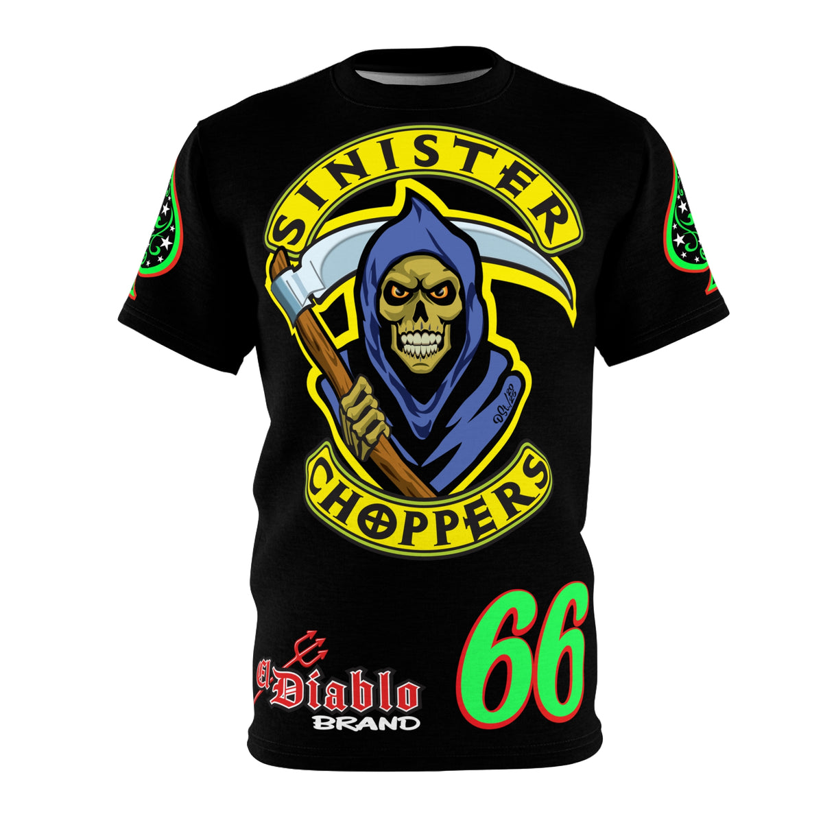 SRT Sinister Choppers Reaper Super Tee - Gothic Graphic T-Shirt for Motorcycle Riders