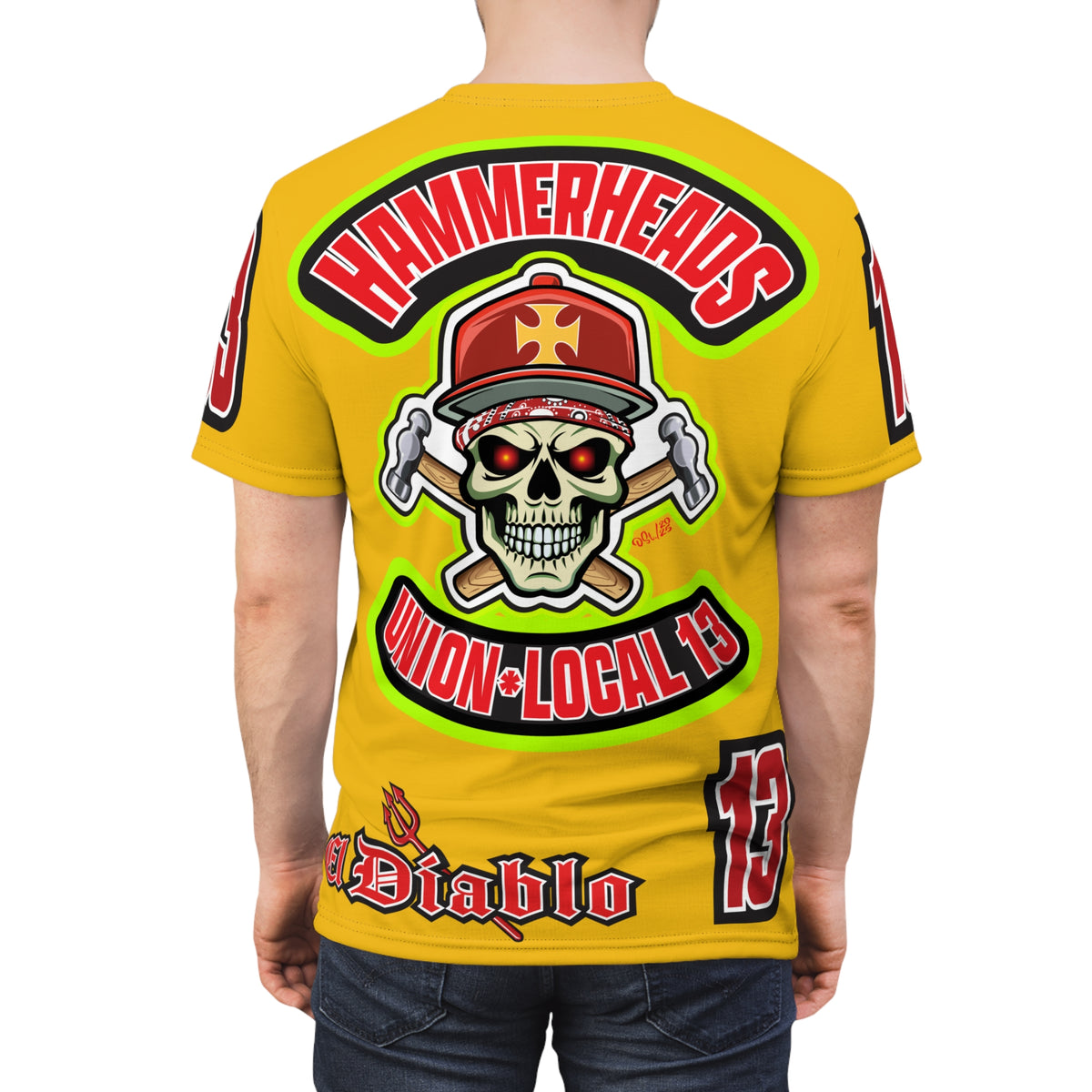 Hammerheads Union Local 13 HiViz Super Tee - Rough Tough Bad Attitude Motorcycle Riding Tee