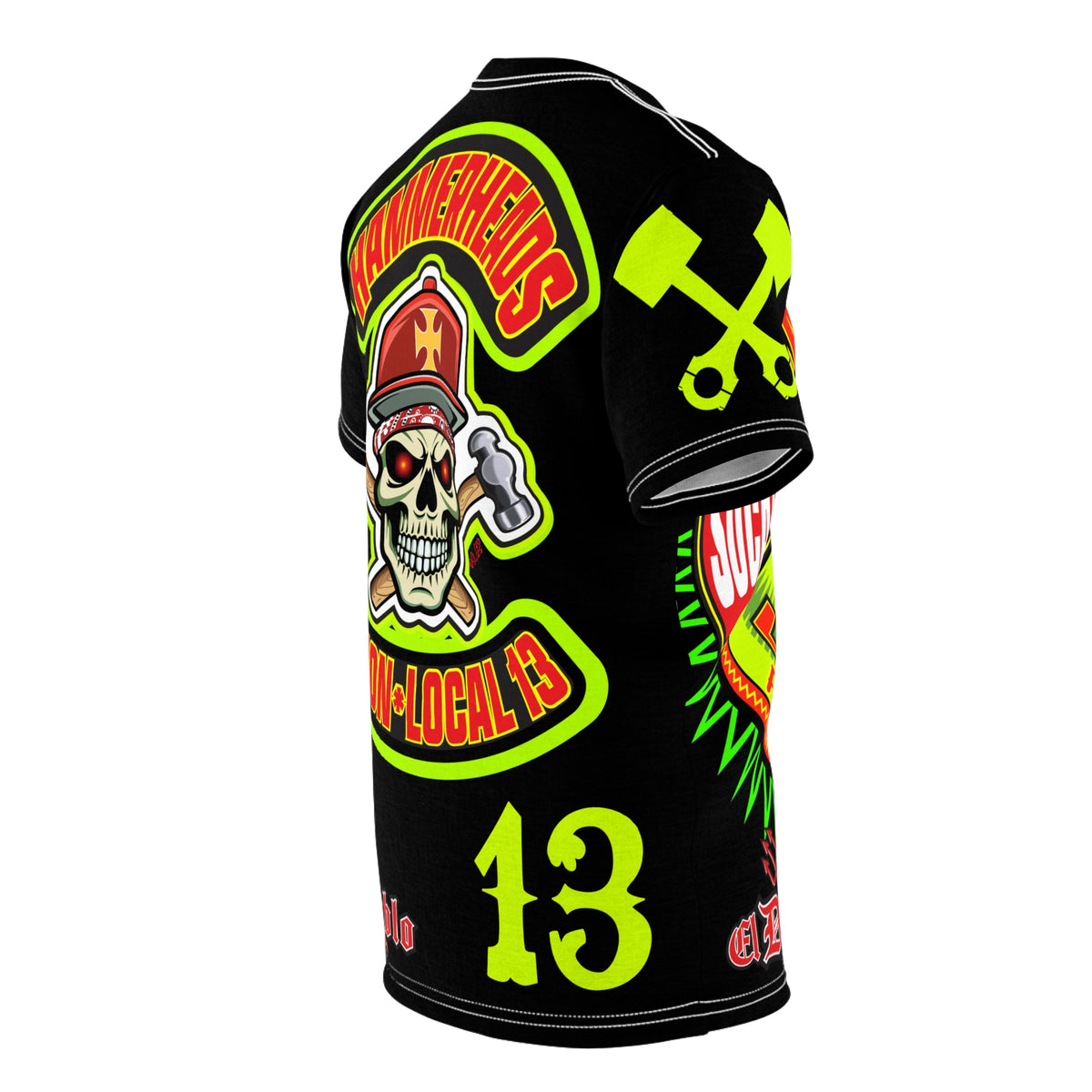 Hammerheads Union Local 13 - GIANT GRAPHICS !!!!!! SoCal 619 Special Edition - Custom HiViz Motorcycle Riding Tee Shirt _ Super Comfort and Fit