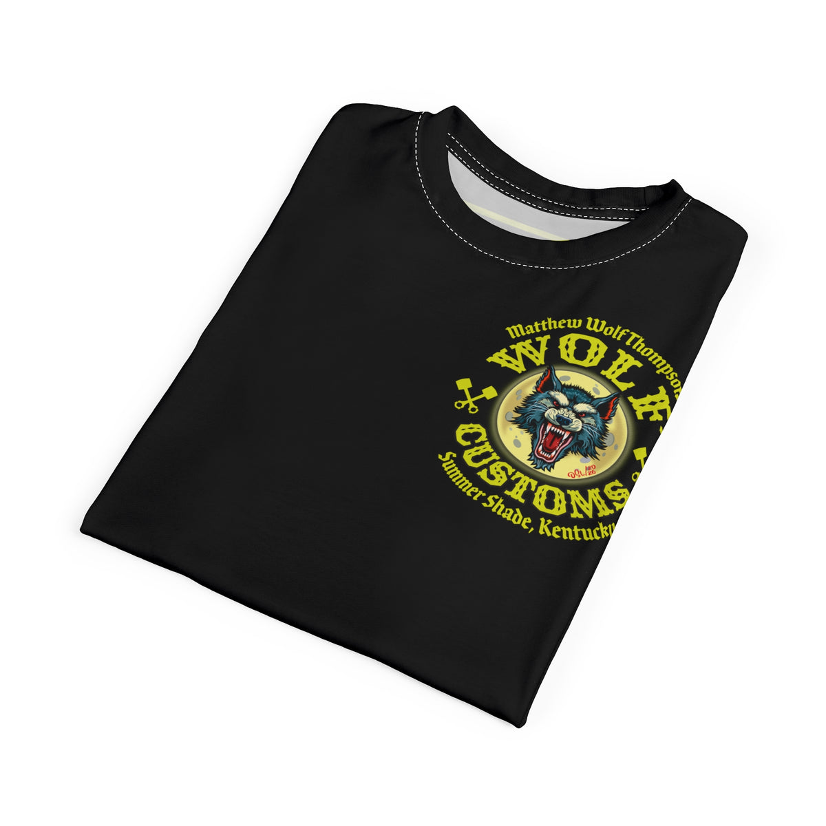 SRT MWT Wolf Customs 13 Black Beauty Graphics -- Super Riding Tee — Retro Motorcycle Club Shirt, The Best Biker Riding Tee EVER !!!