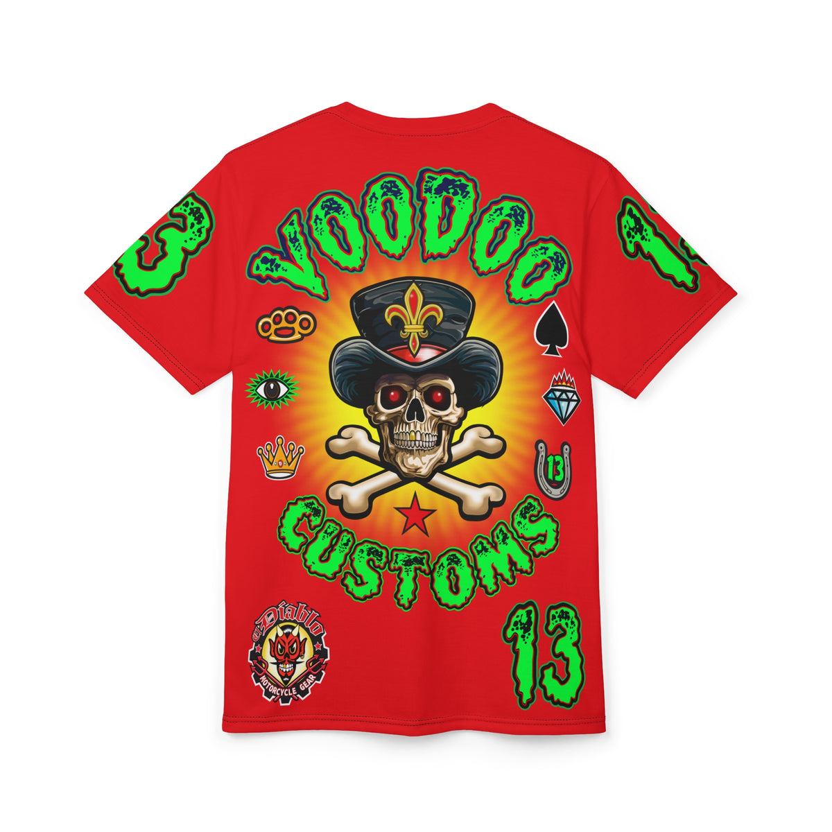 Voodoo Motorcycles HiViz Red Rider Super Tee, Unique Graphic Tee, Custom HiViz Apparel