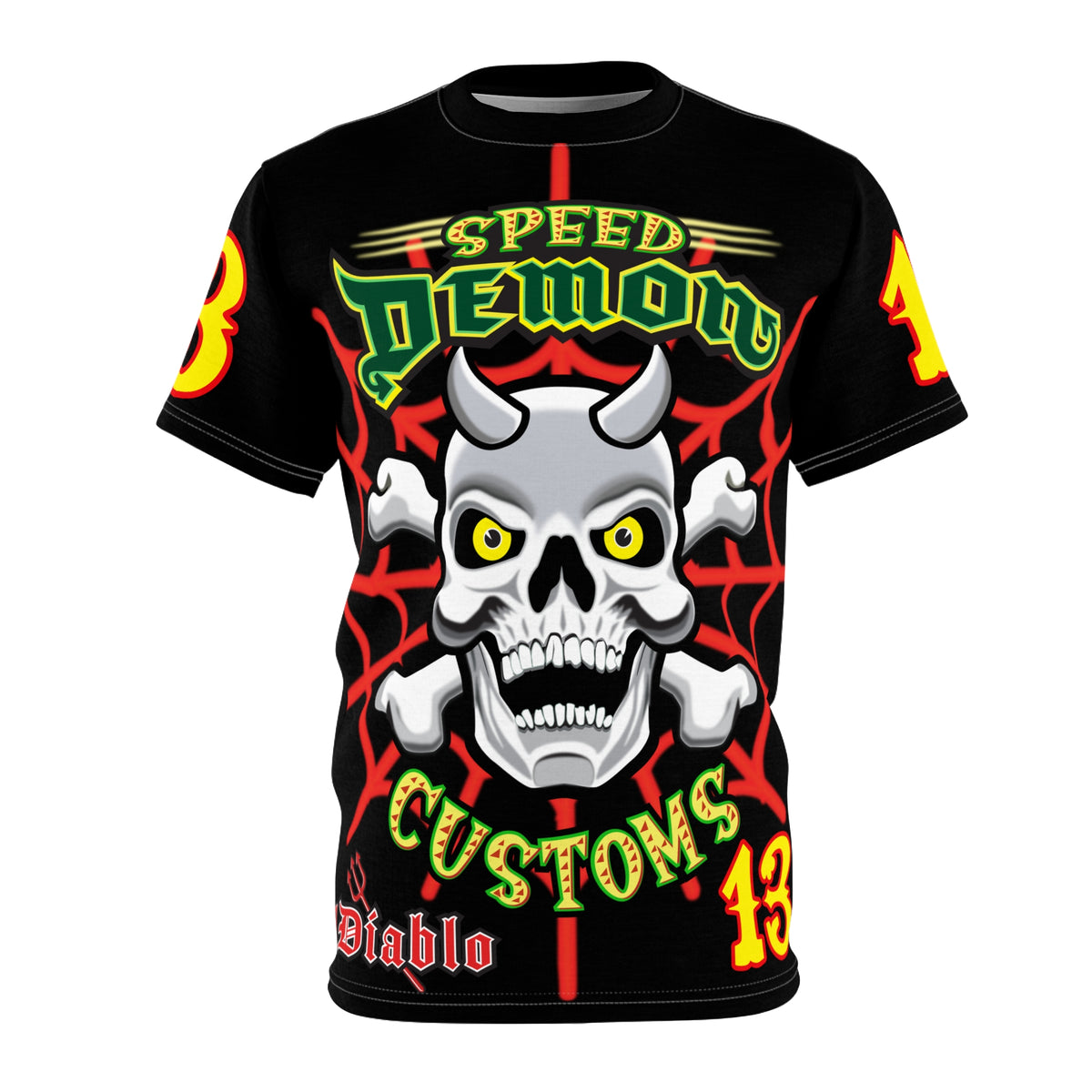Speed Demon Big Web HiViz Custom Motorcycle Riding Super Tee
