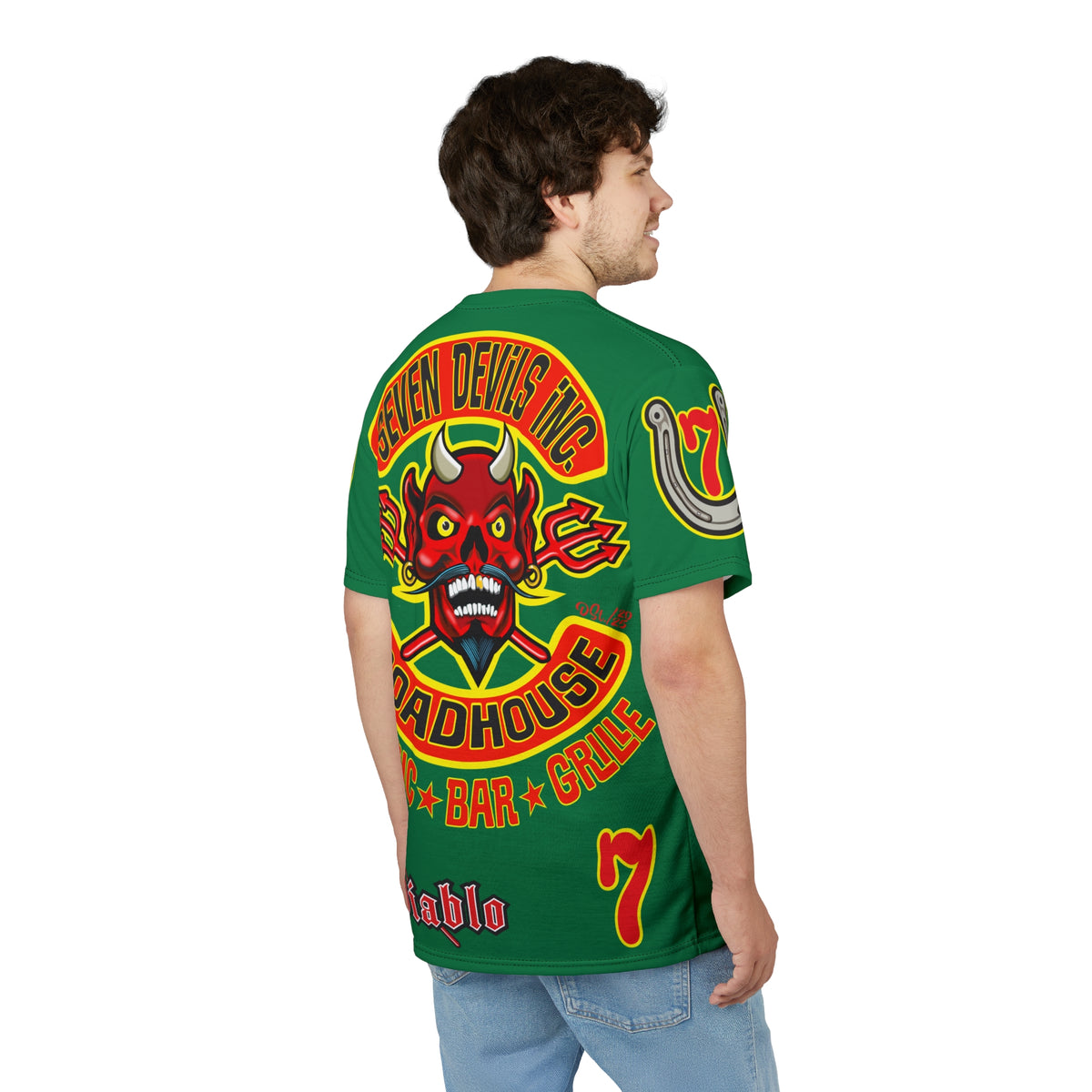 Seven Devils Inc. Roadhouse  Graphic Tee - Custom Motorcycle Riding Super Tee, Edgy Streetwear Perfect Fit & Comfort Biker Wear