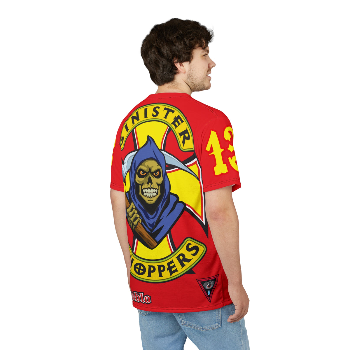 Sinister Choppers Reaper HiViz Super Tee - Unisex Skull Design for Bikers