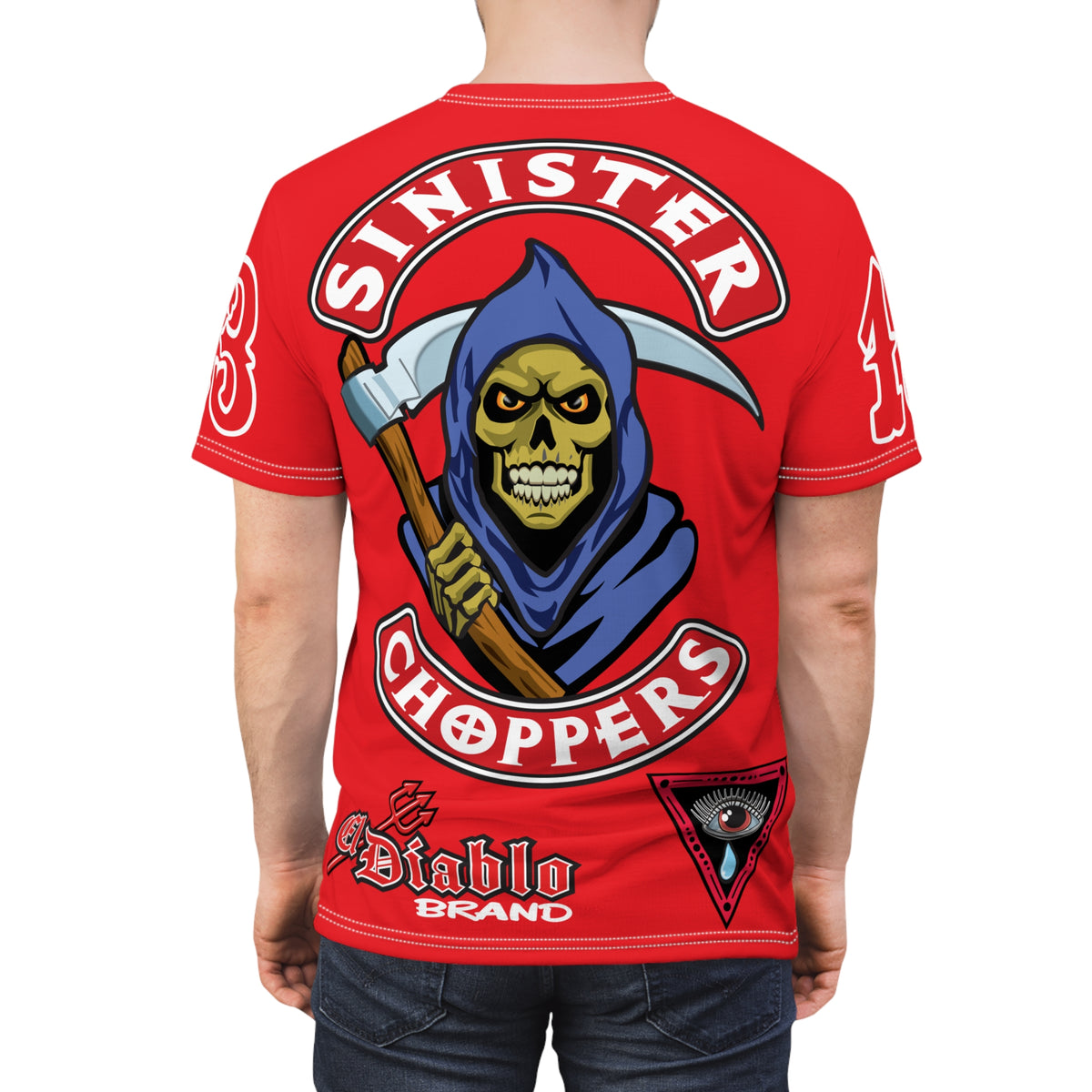 SRT Sinister Choppers Reaper HiViz Super Tee - Bad Attitude Skull Design for Bikers