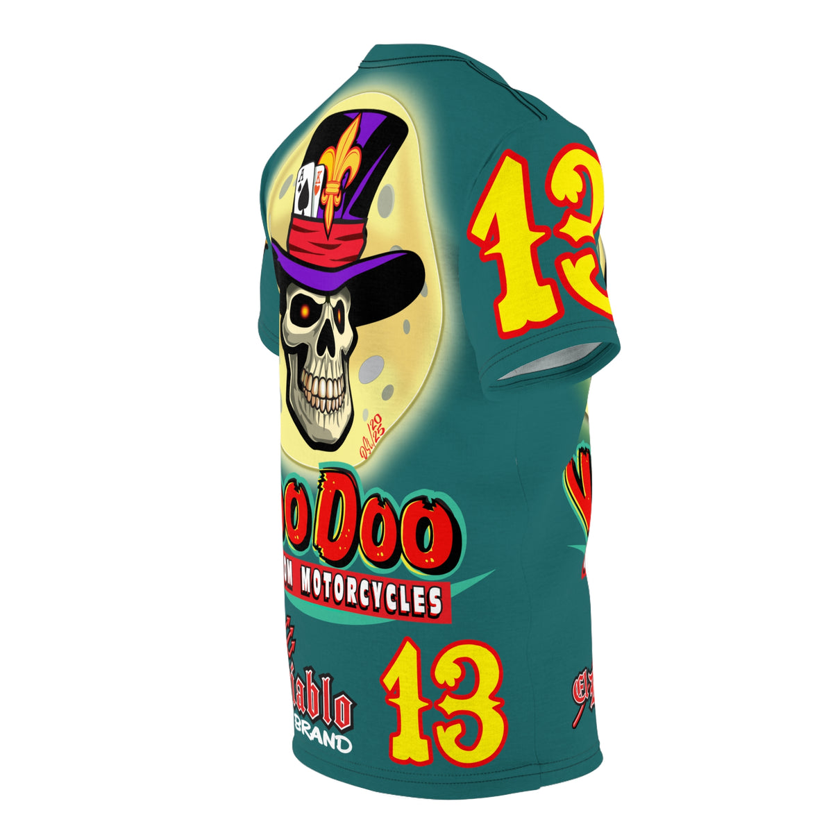 VooDoo Custom Motorcycles Mariana Blue HiViz Graphics Biker Tee