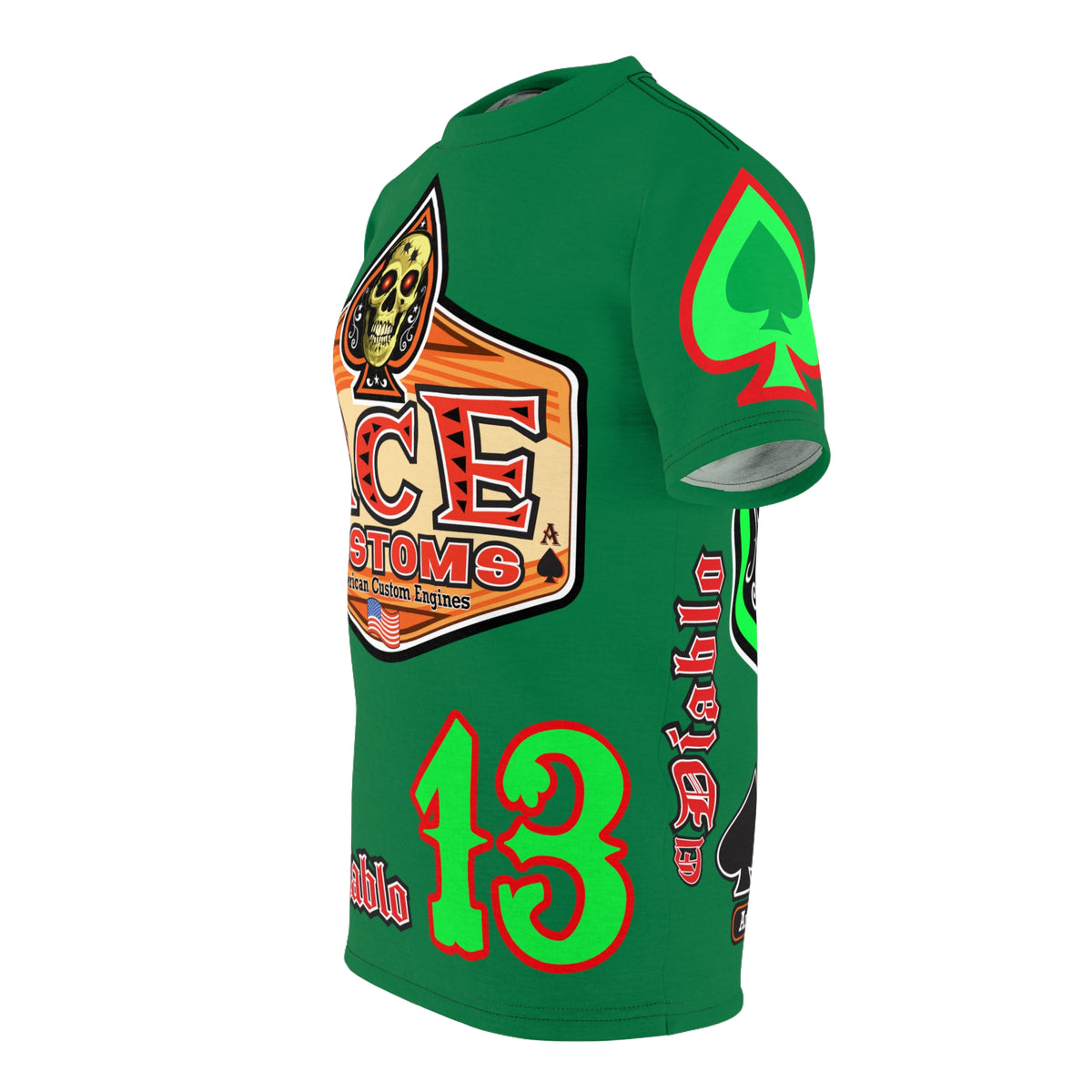 American Custom Engines ACE - Special Lumina Green  Ace of Spades Death Card High visibility Graphics