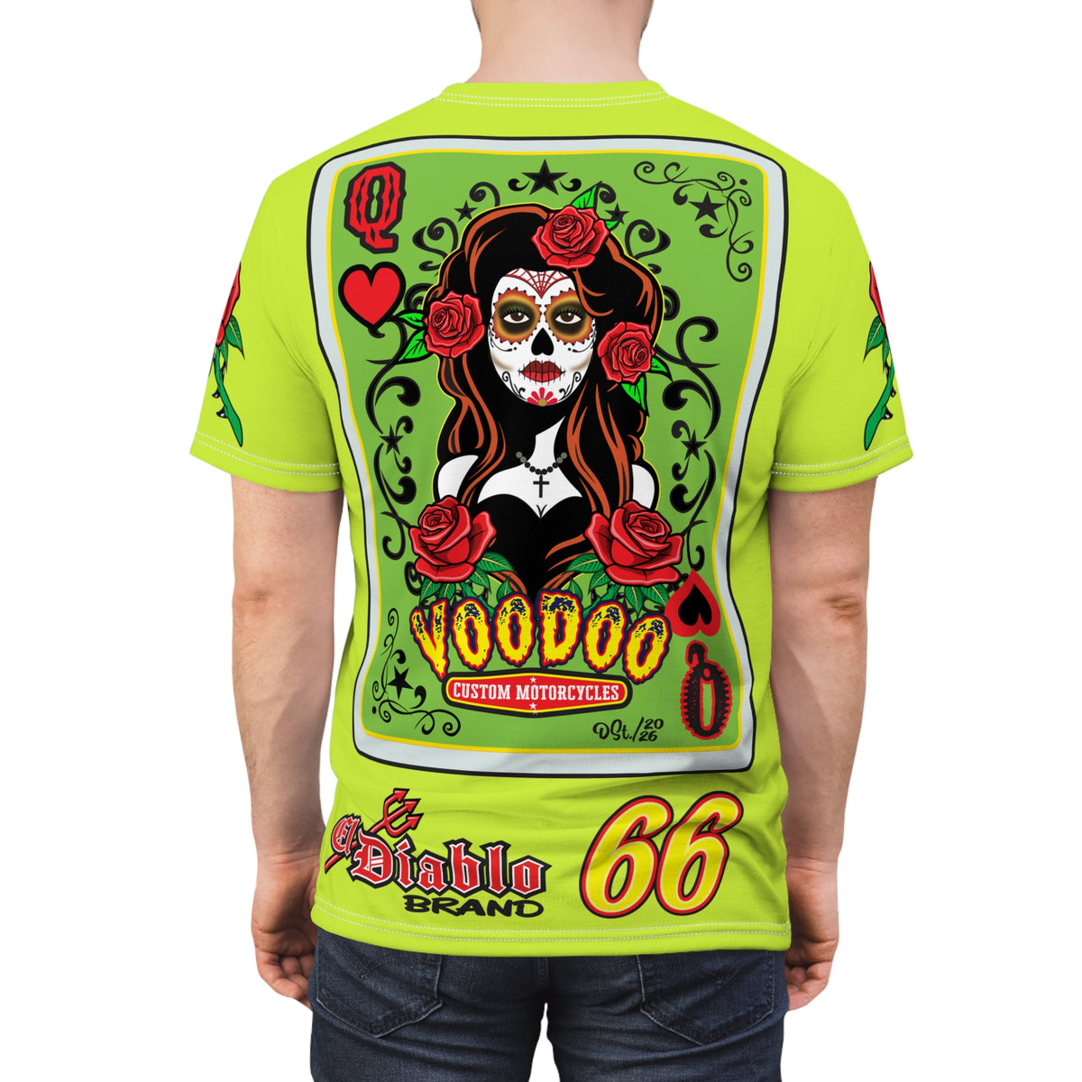 VERY Special HIVIZ Voodoo Custom Motorcycles Tee — Queen of Hearts Super Tee Graphic Shirt