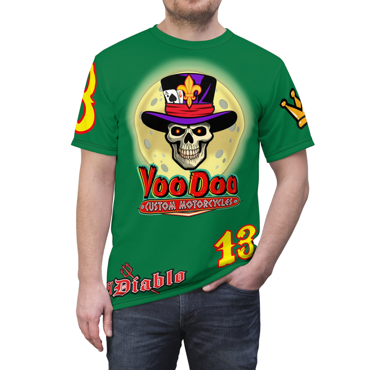 VooDoo Custom Motorcycles HiViz Unisex Graphic Biker Tee