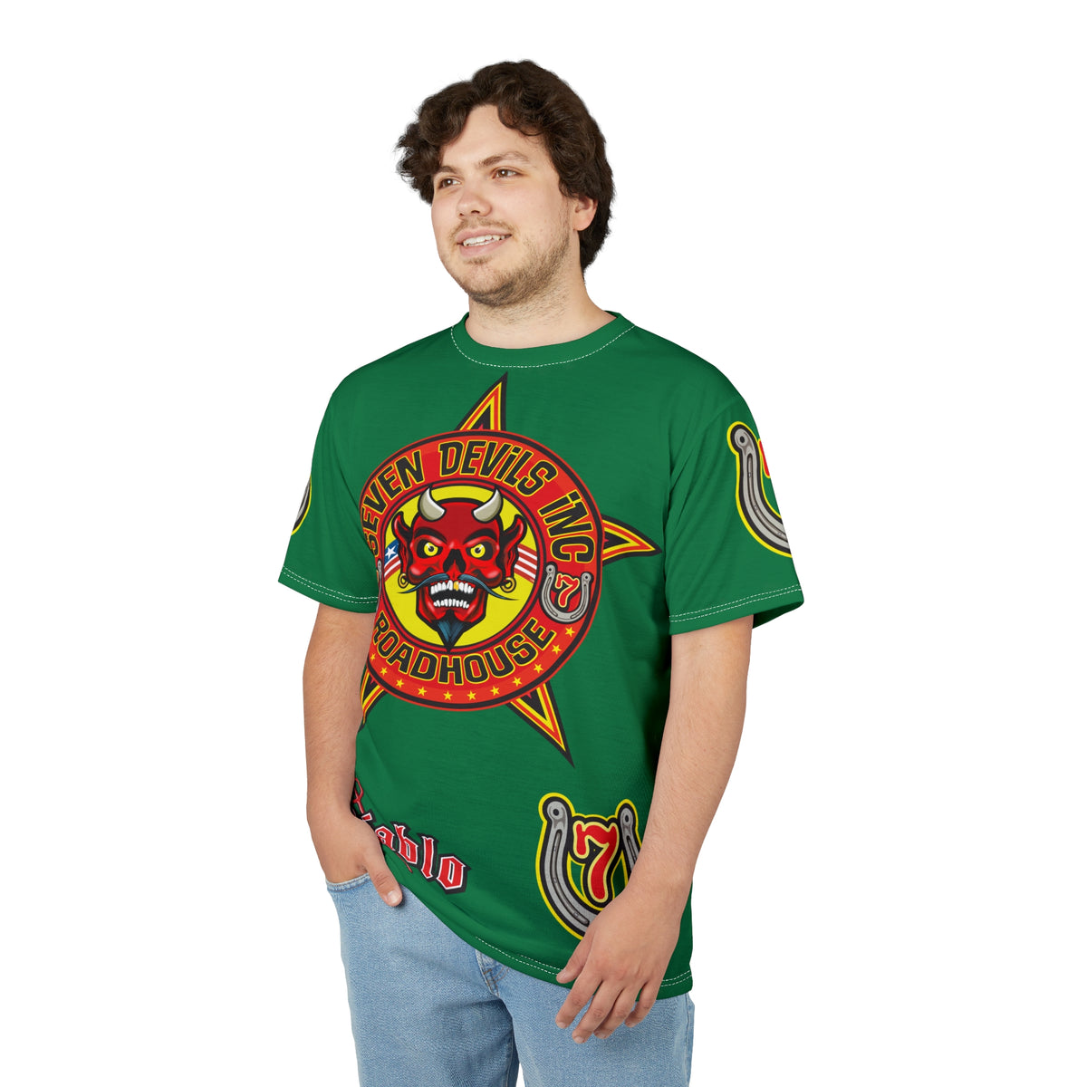Seven Devils Inc. Roadhouse  Graphic Tee - Custom Motorcycle Riding Super Tee, Edgy Streetwear Perfect Fit & Comfort Biker Wear