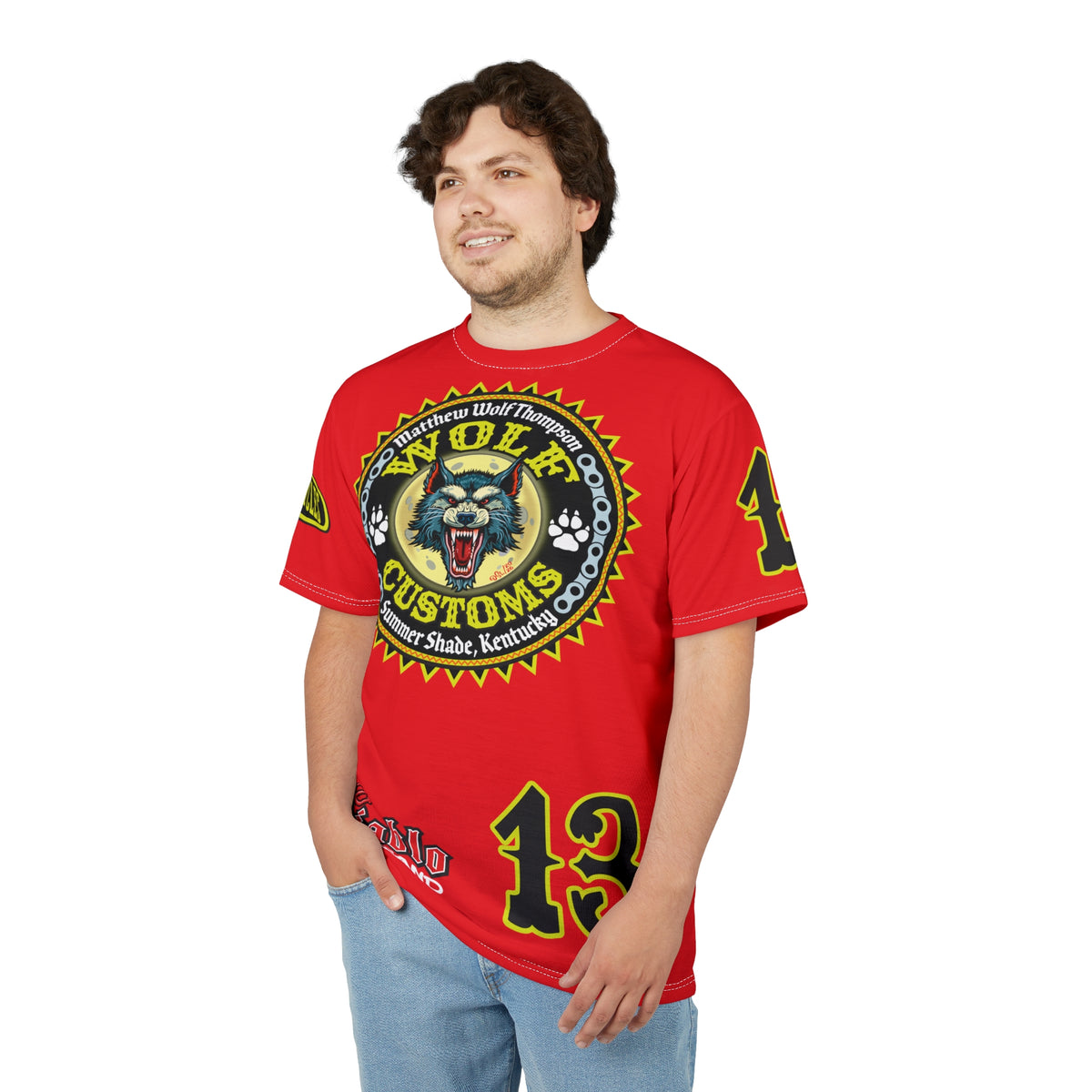 MWT Wolf Customs 13 Ragin' Red Graphic Super Tee — Retro Motorcycle Club Shirt, The Best Biker Riding Tee EVER !!!