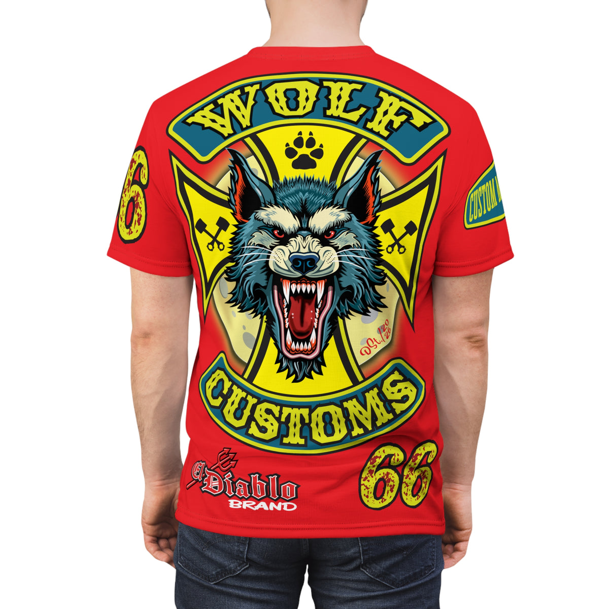 MWT Wolf Customs '66 Graphic HiViZ Super Tee — Retro Motorcycle Club Shirt, The Best Biker Riding Tee EVER !!!