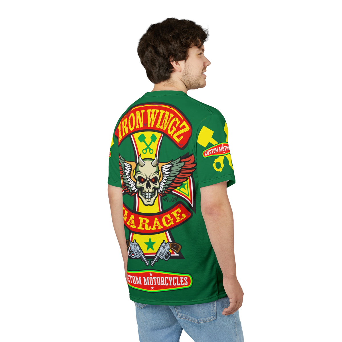 Iron Wingz Garage HiViz Super Tee, Rockabilly Style Shirt, Badass Fashion Top, Perfect Gift for Bikers