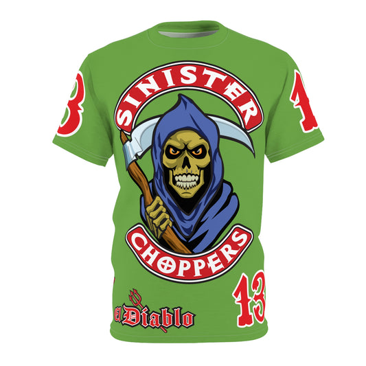 Sinister Choppers Reaper HiViz Super Tee - Unisex Skull Design for Bikers