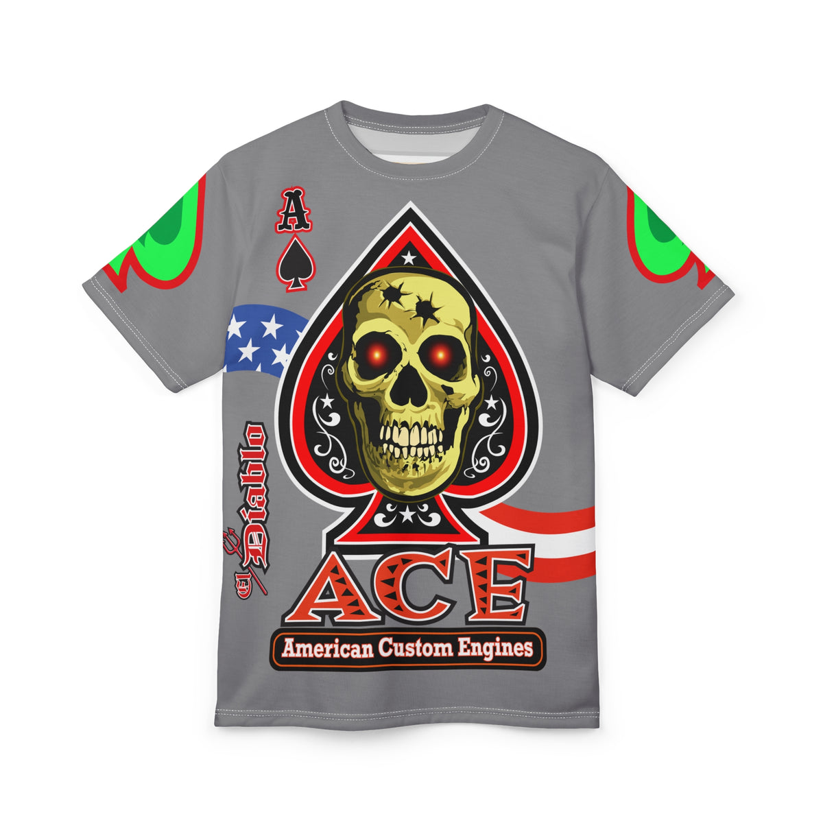 American Custom Engines ACE - Special Lumina Green  Ace of Spades Death Card High visibility Graphics