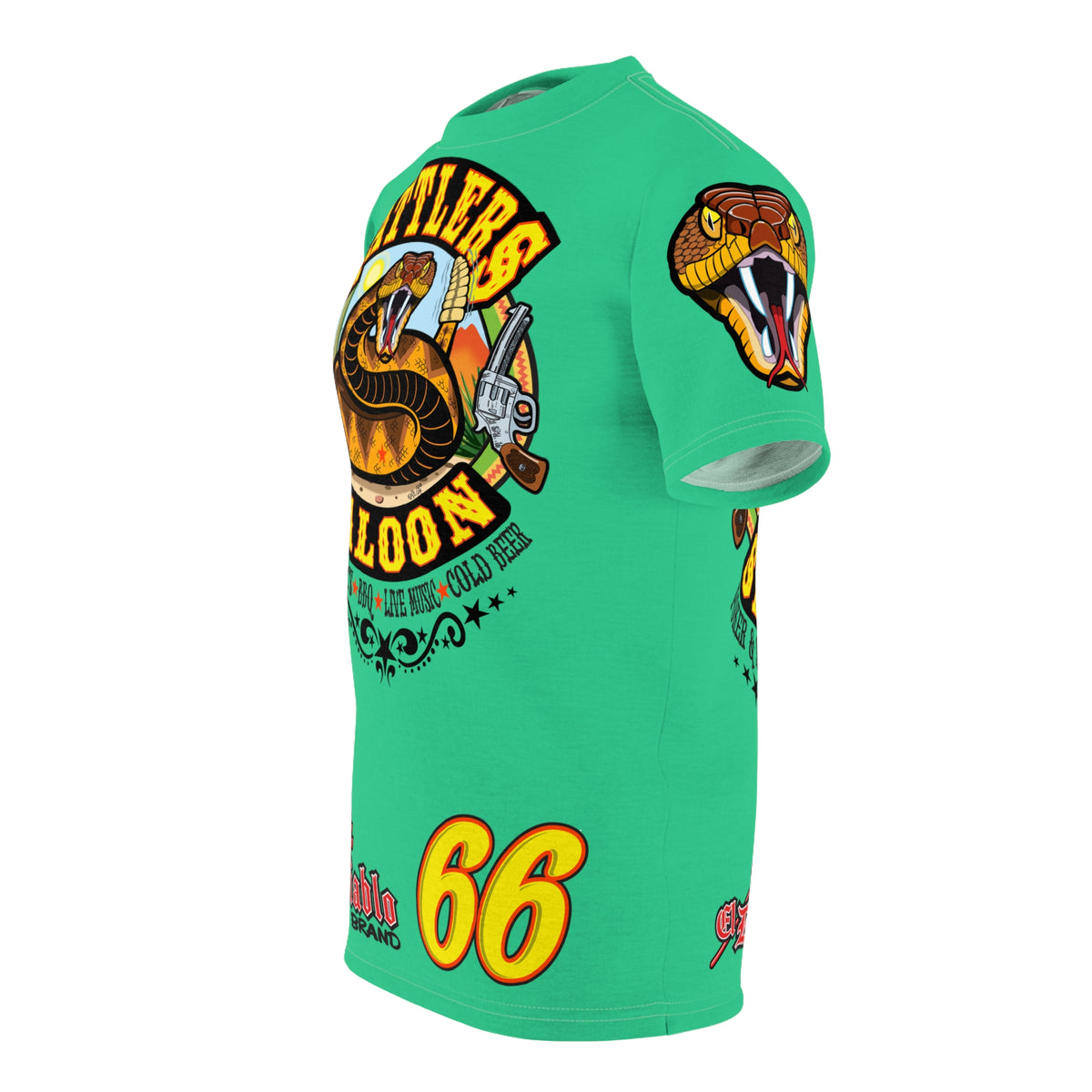Rattlers Saloon Snake Logo Tee — Vintage Biker 66 Graphic Shirt