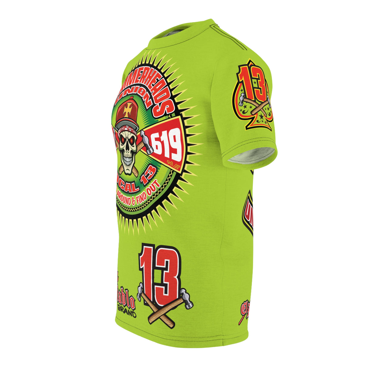VERY Special Hammerheads Union Local 13 -  Custom HiViz Motorcycle Riding Tee Shirt _ Super Comfort and Fit