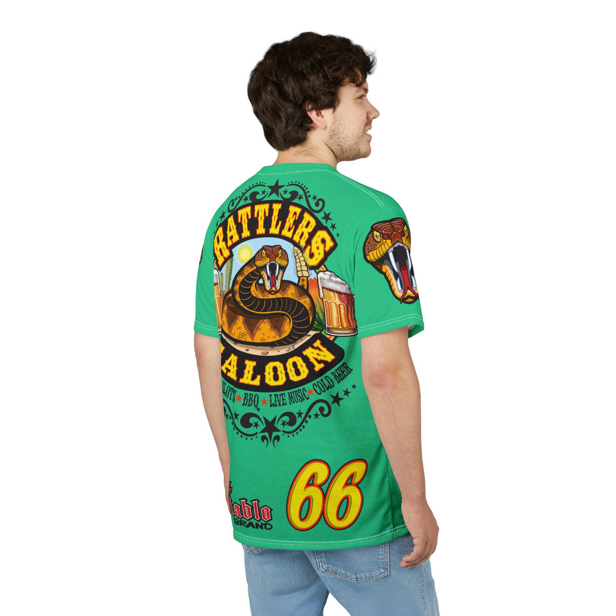 Rattlers Saloon Diamondback Logo Tee — Vintage Biker Route 66 Graphic Shirt