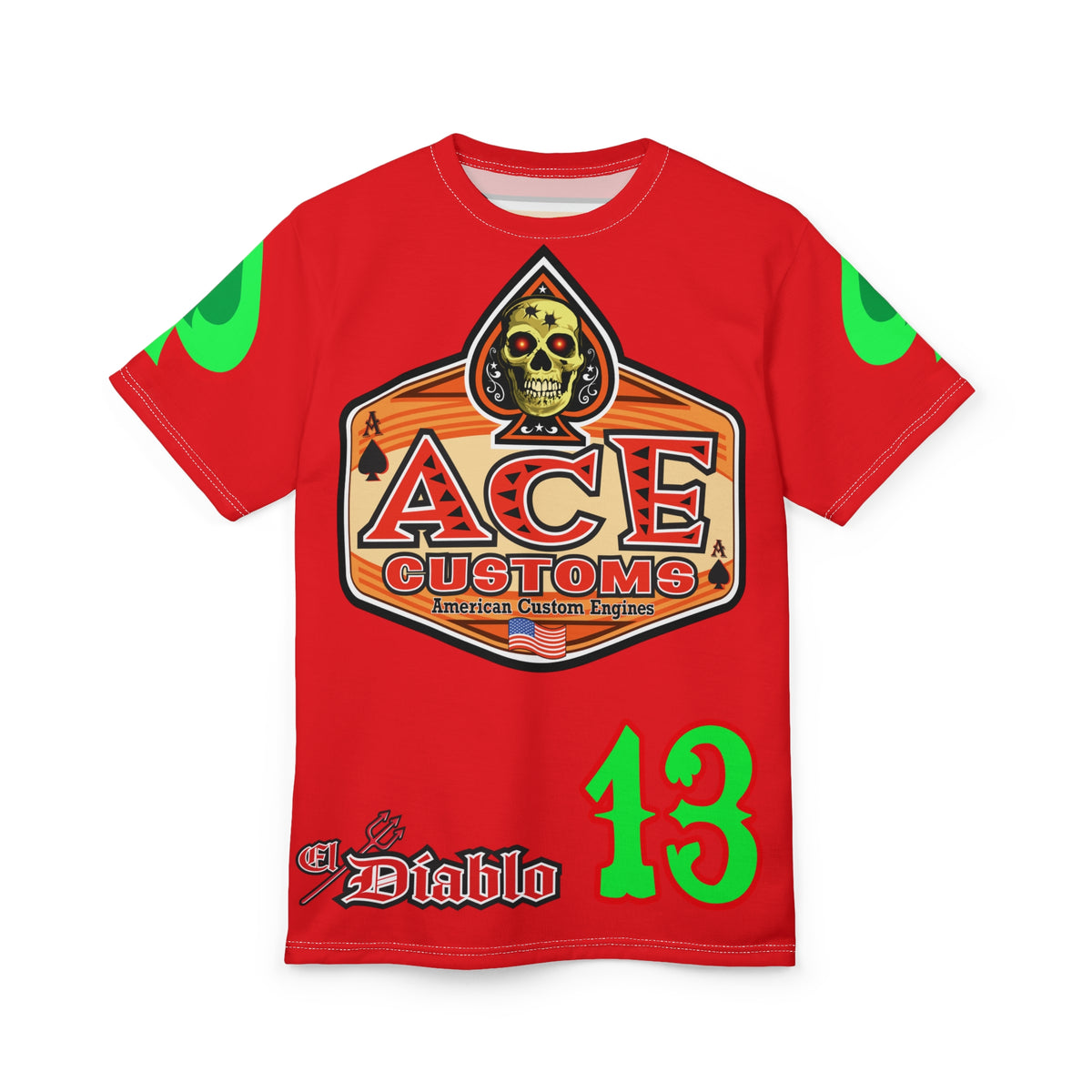 American Custom Engines ACE - Special Lumina Green  Ace of Spades Death Card High visibility Graphics