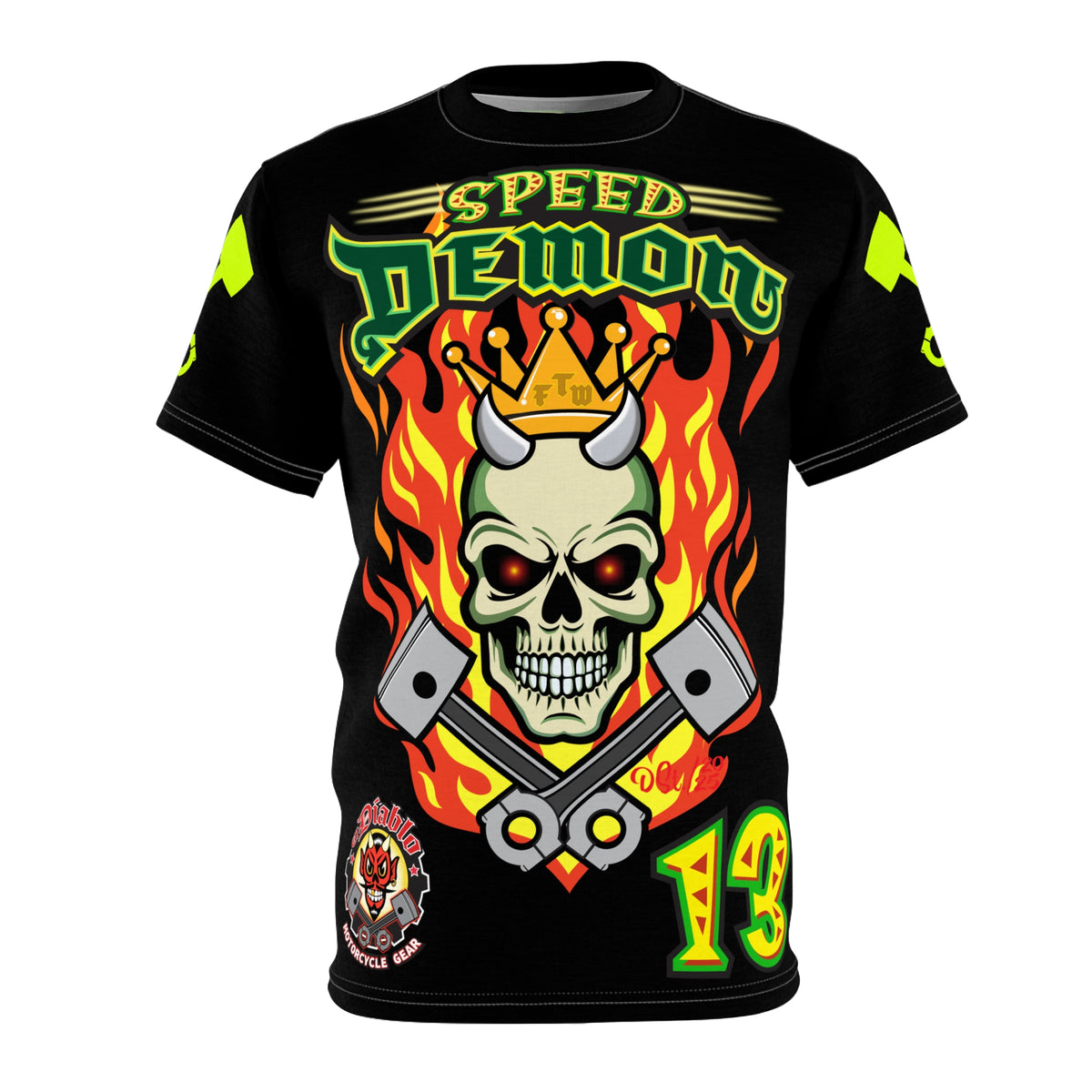 Speed Demon Hellfire HiViz Super Tee - THE Perfect Motorcycle Riding Tee - High Comfort & Perfect Fit Super Tee