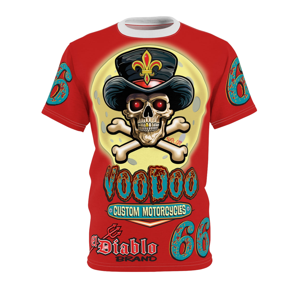 Voodoo Customs Tie Dye Blast Graphic Tee – Unisex- Edgy Style for Bikers