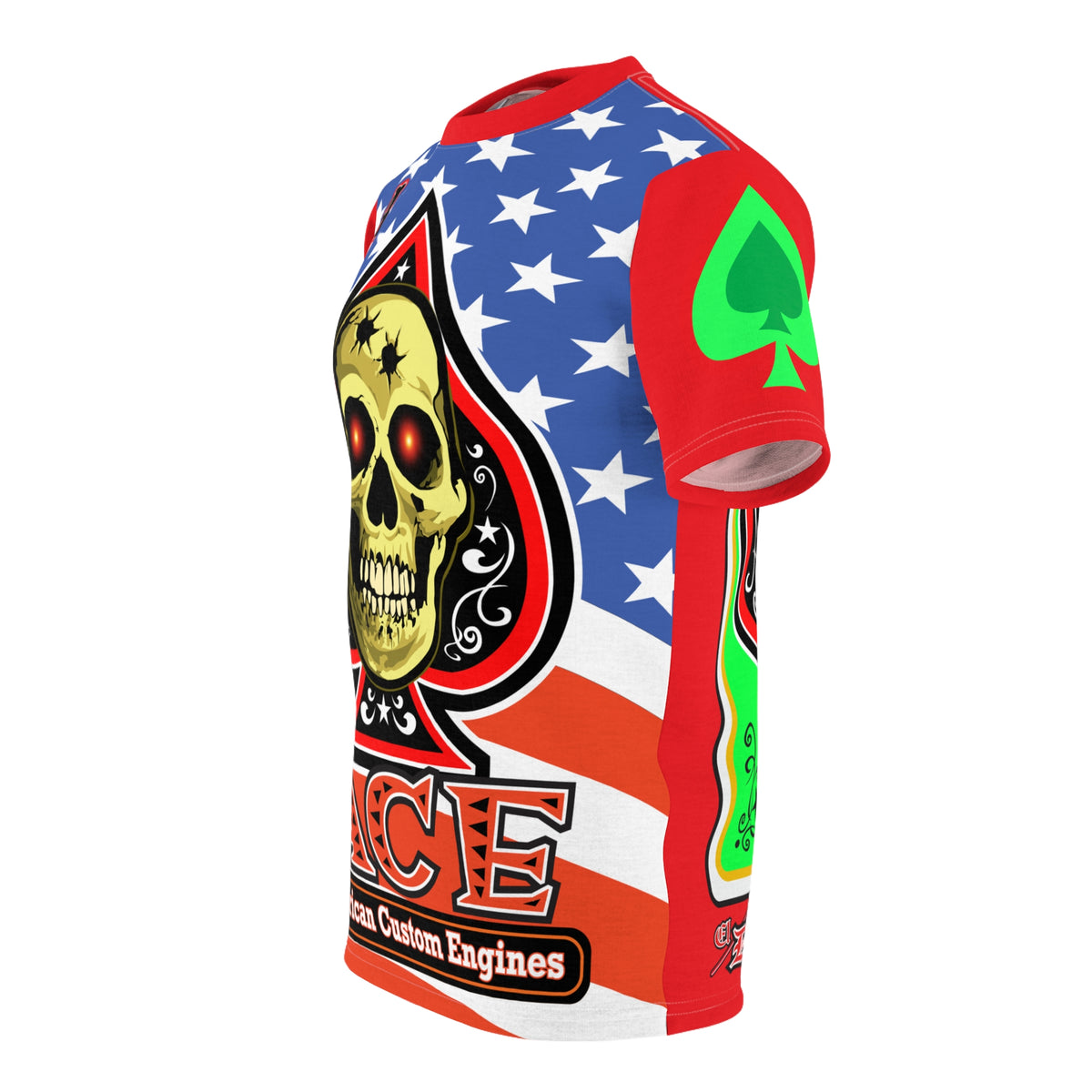 American Custom Engines ACE Americana Cut - Special Lumina Green  Ace of Spades Death Card High visibility Graphics